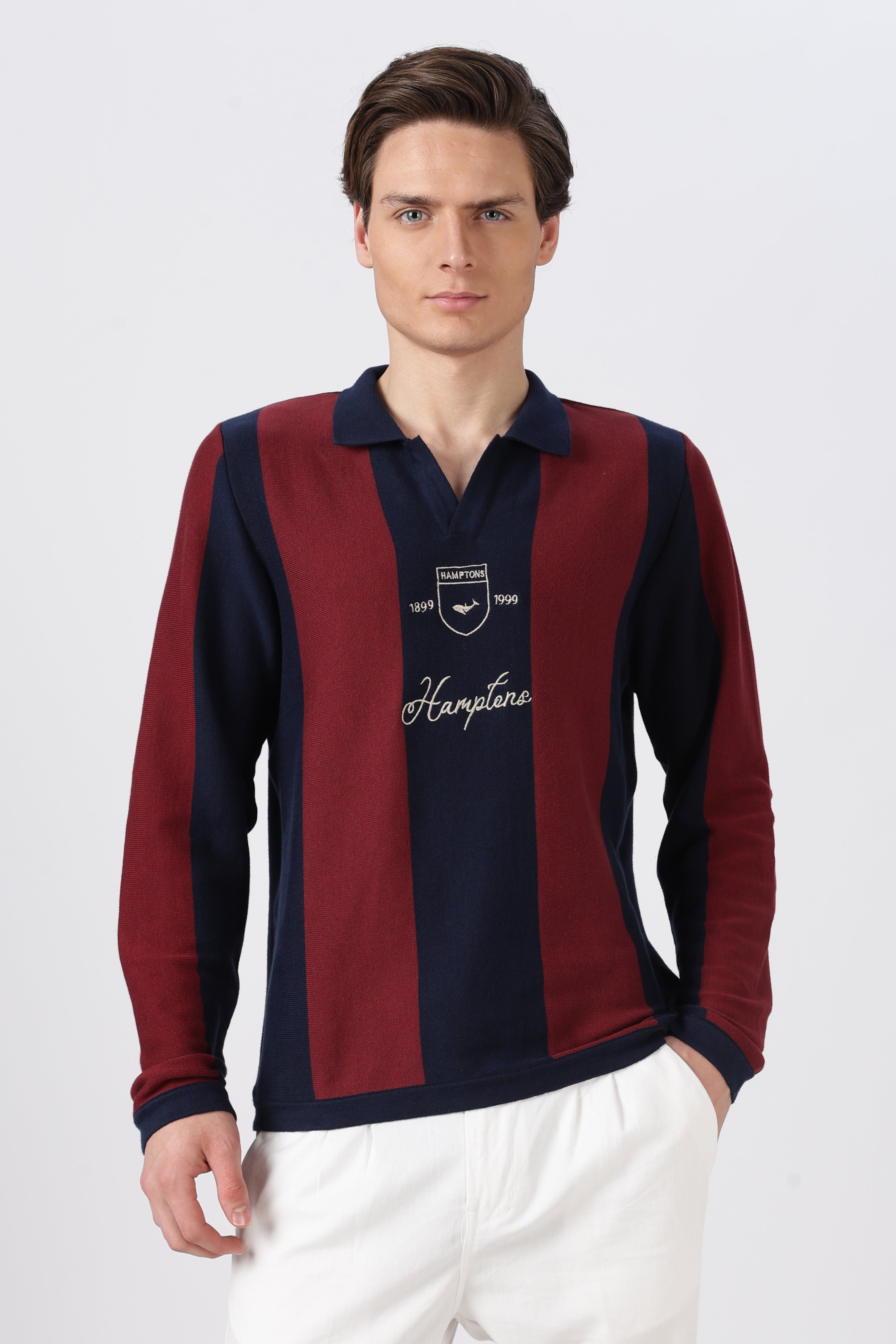 Harbor Crest Striped Knit Polo T-Shirt