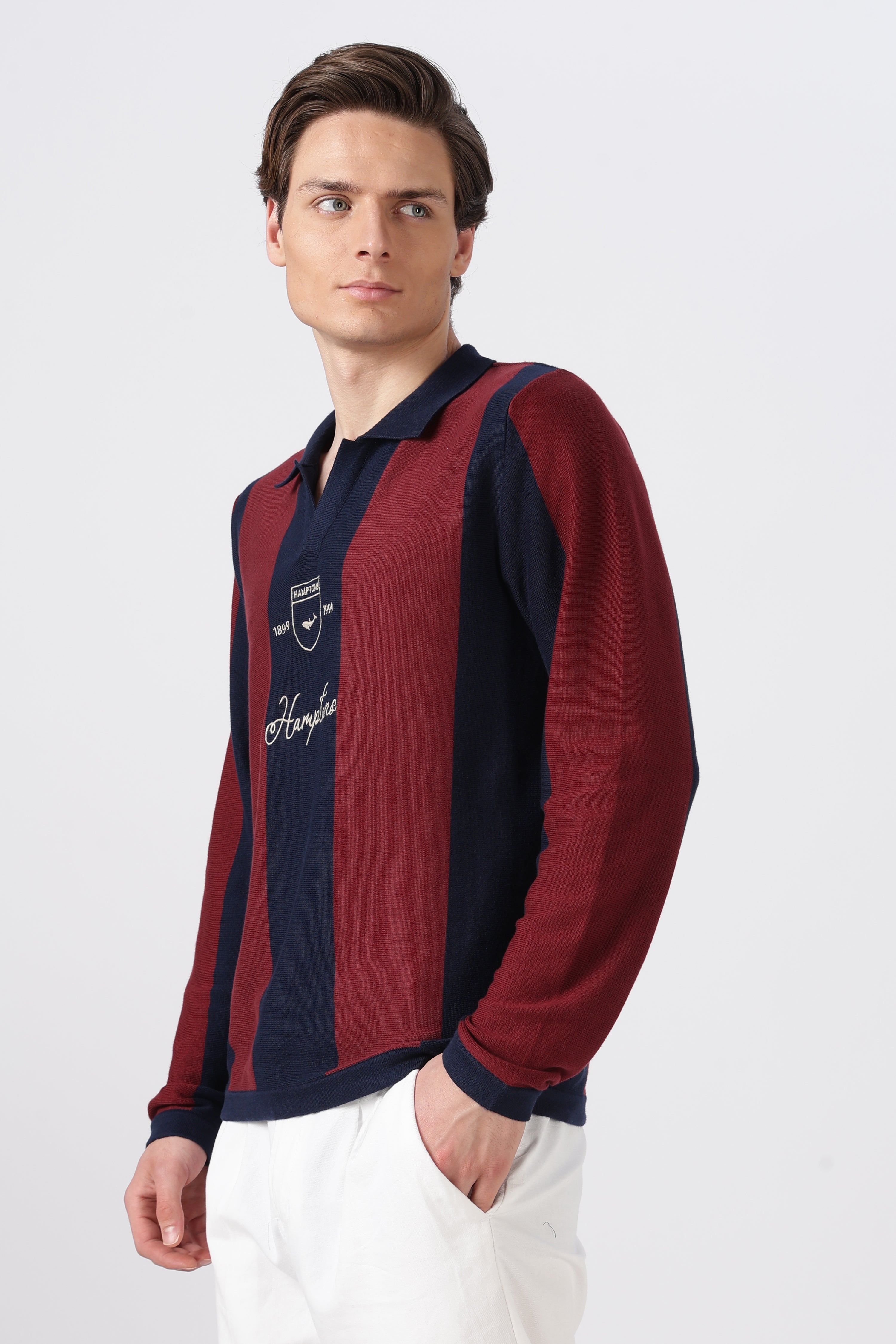 Harbor Crest Striped Knit Polo T-Shirt