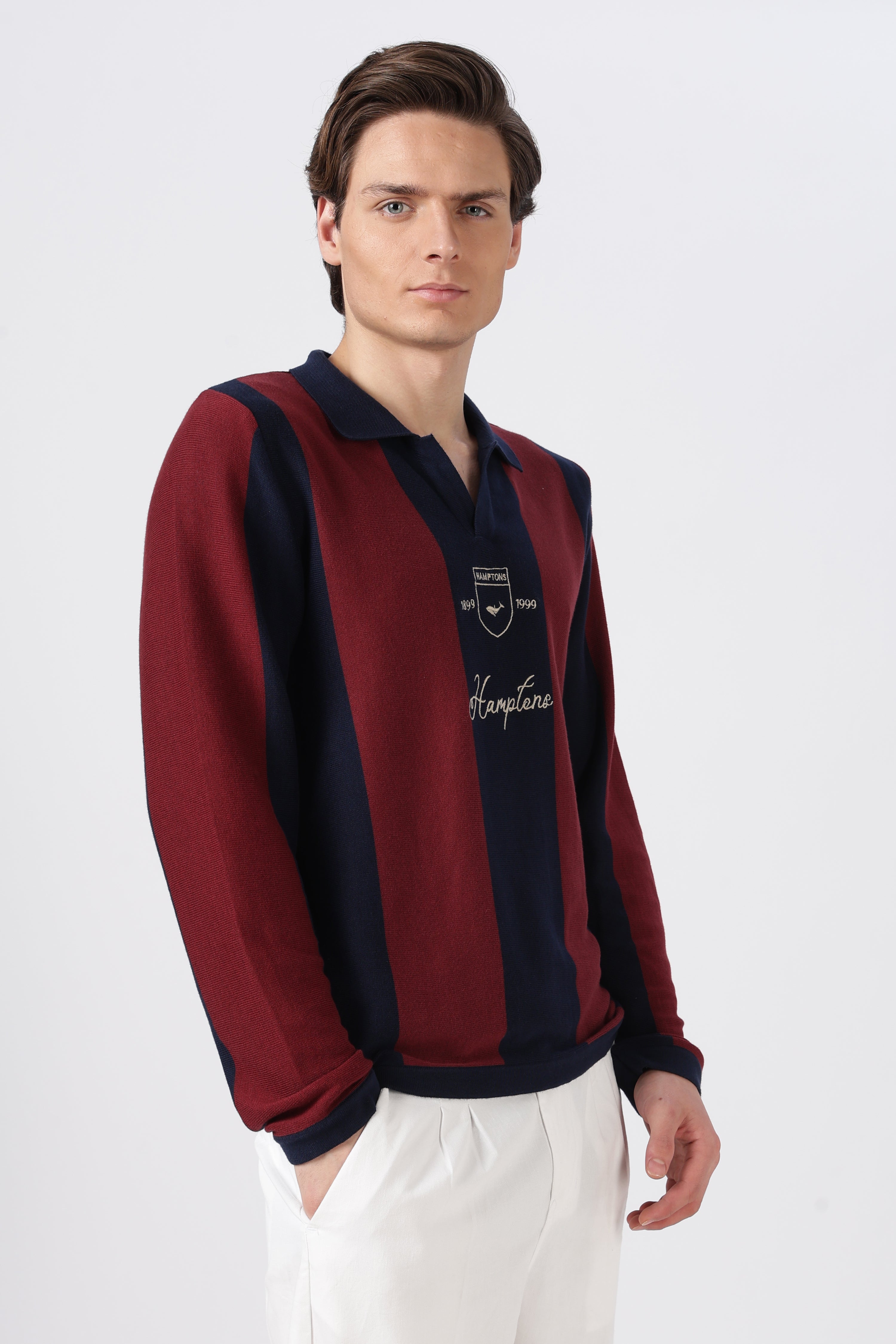 Harbor Crest Striped Knit Polo T-Shirt