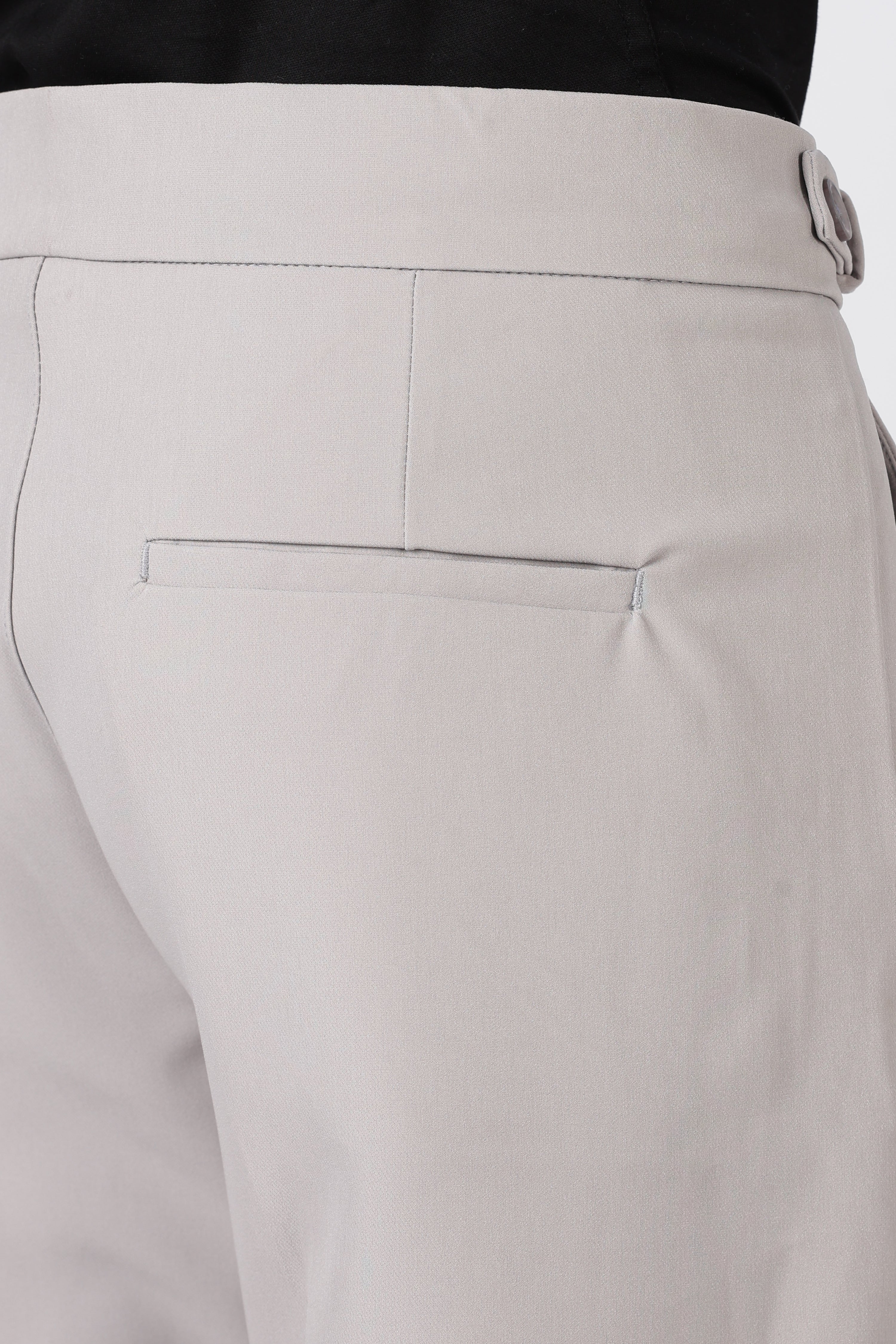 Italian Style Grey Pleated Straight Fit Pants