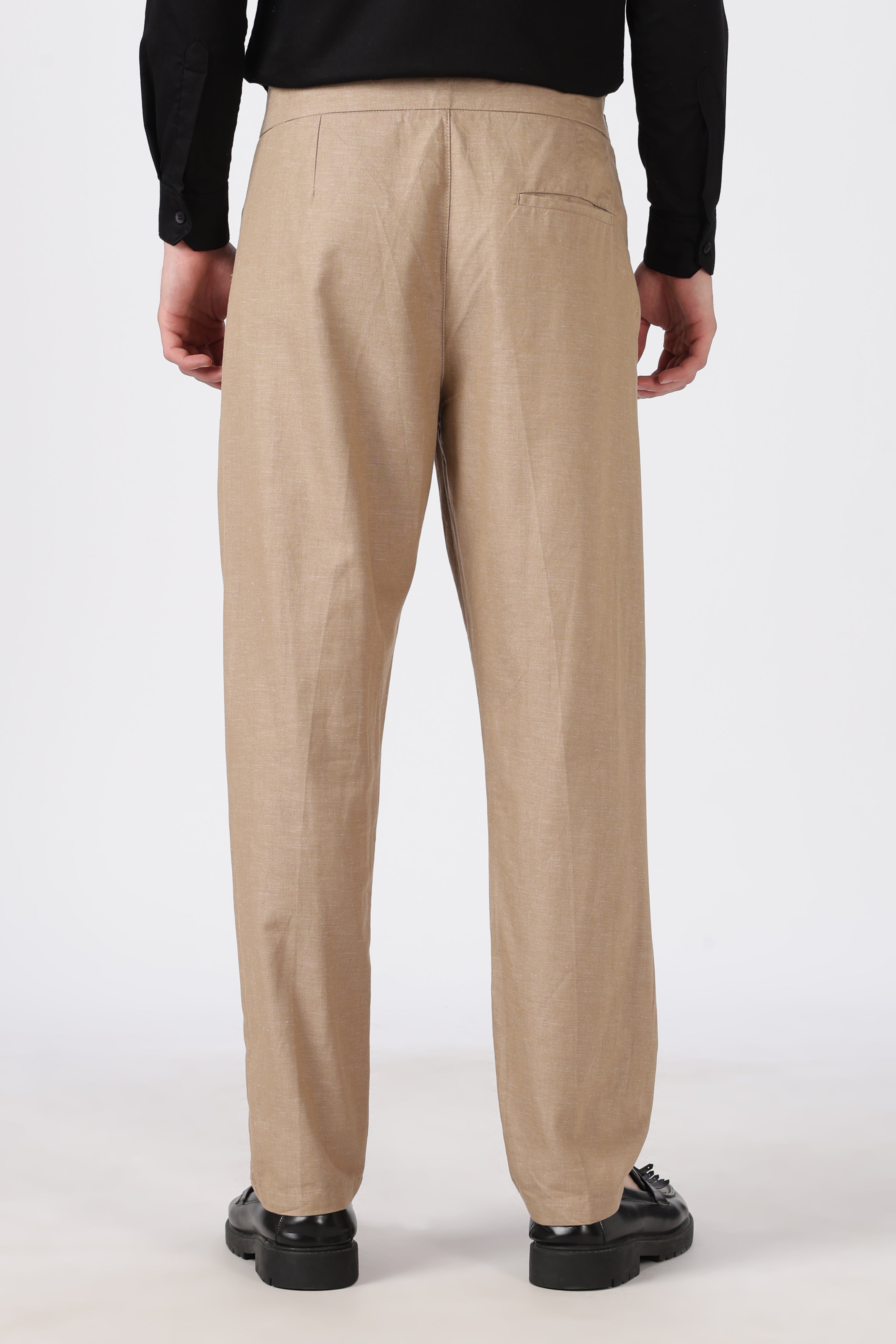 Italian Style Khaki Pleated Straight Fit Pants