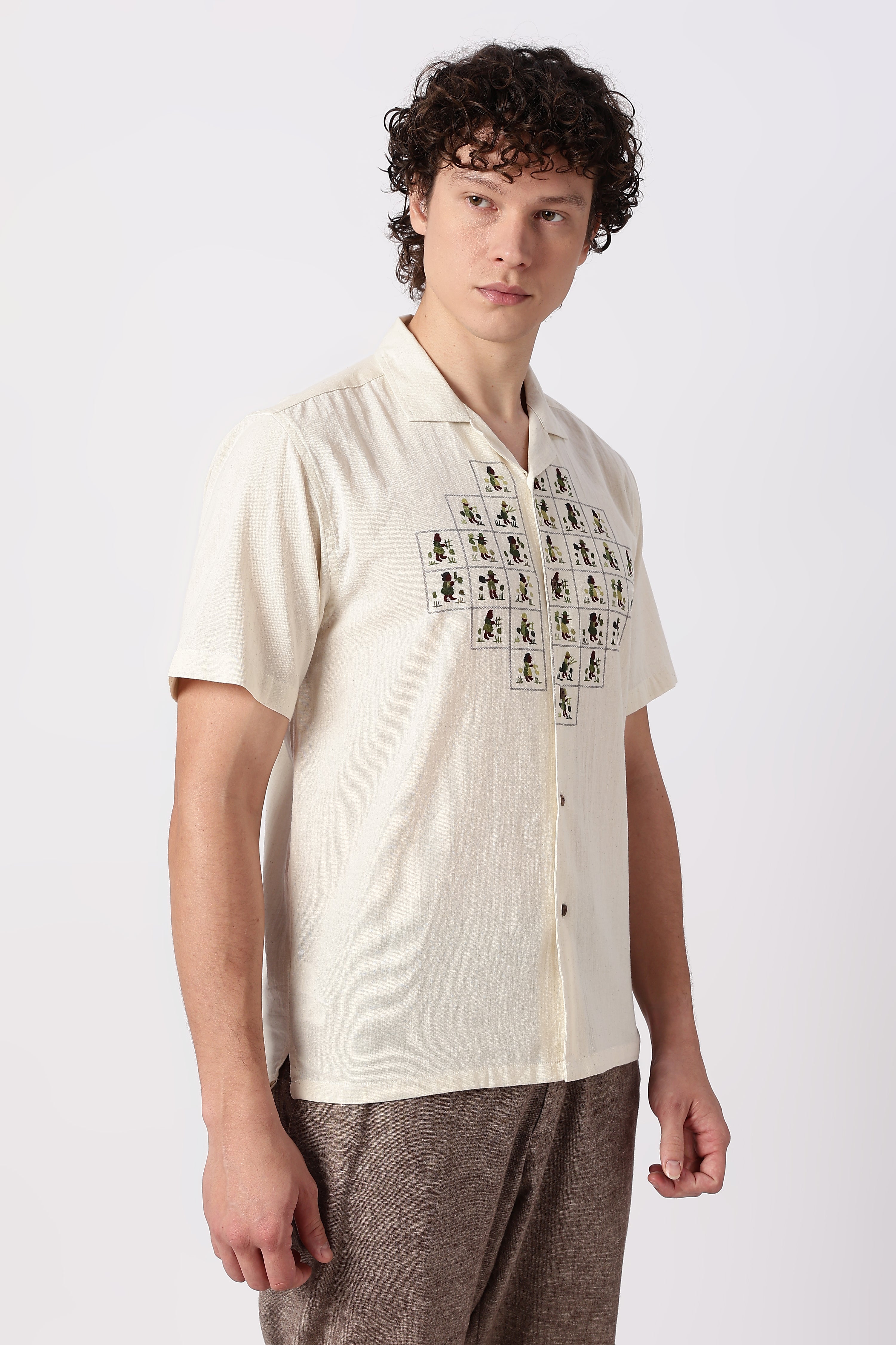 Atlas Mosaic Printed Cuban Collar Shirt
