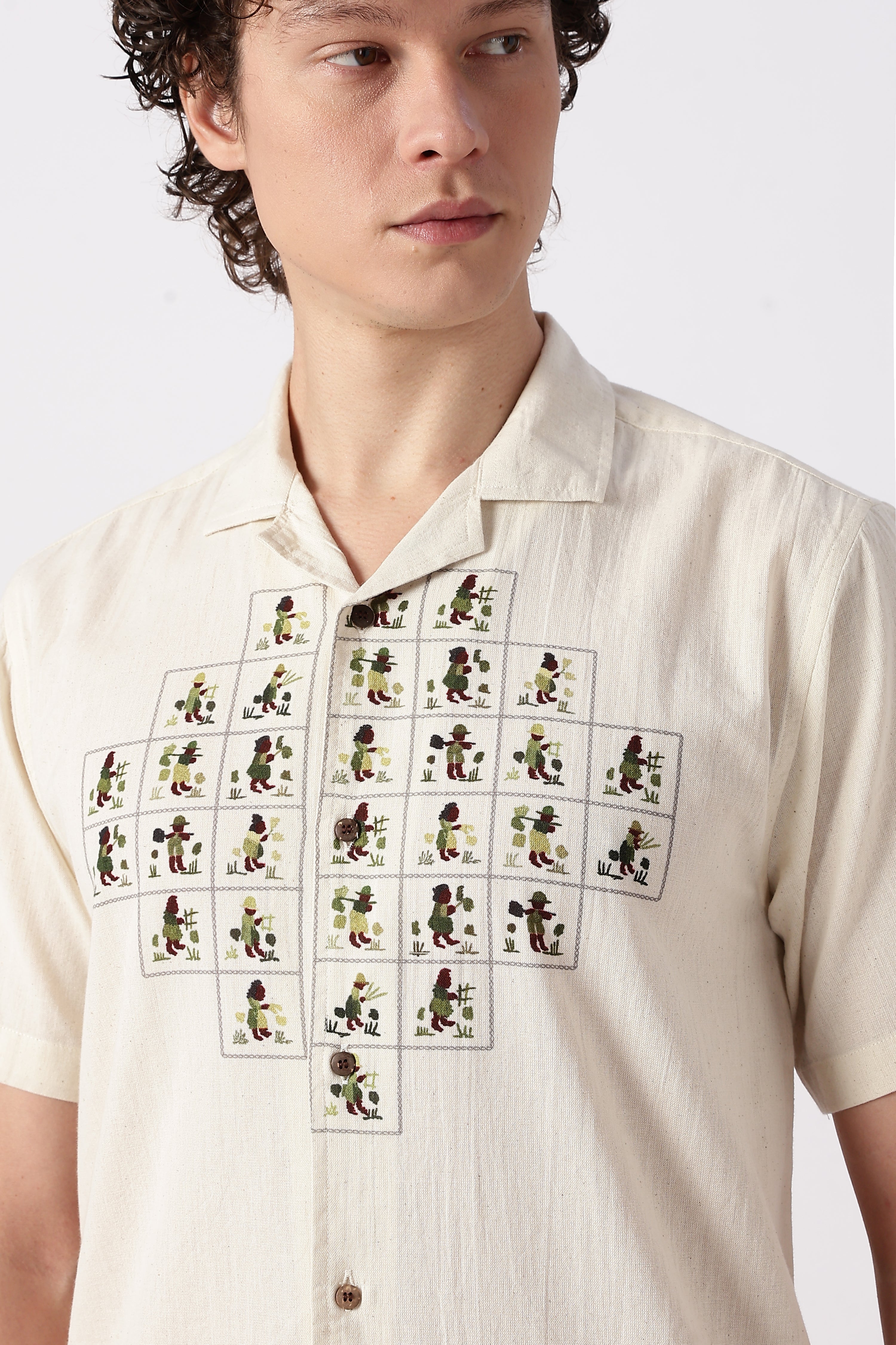 Atlas Mosaic Printed Cuban Collar Shirt