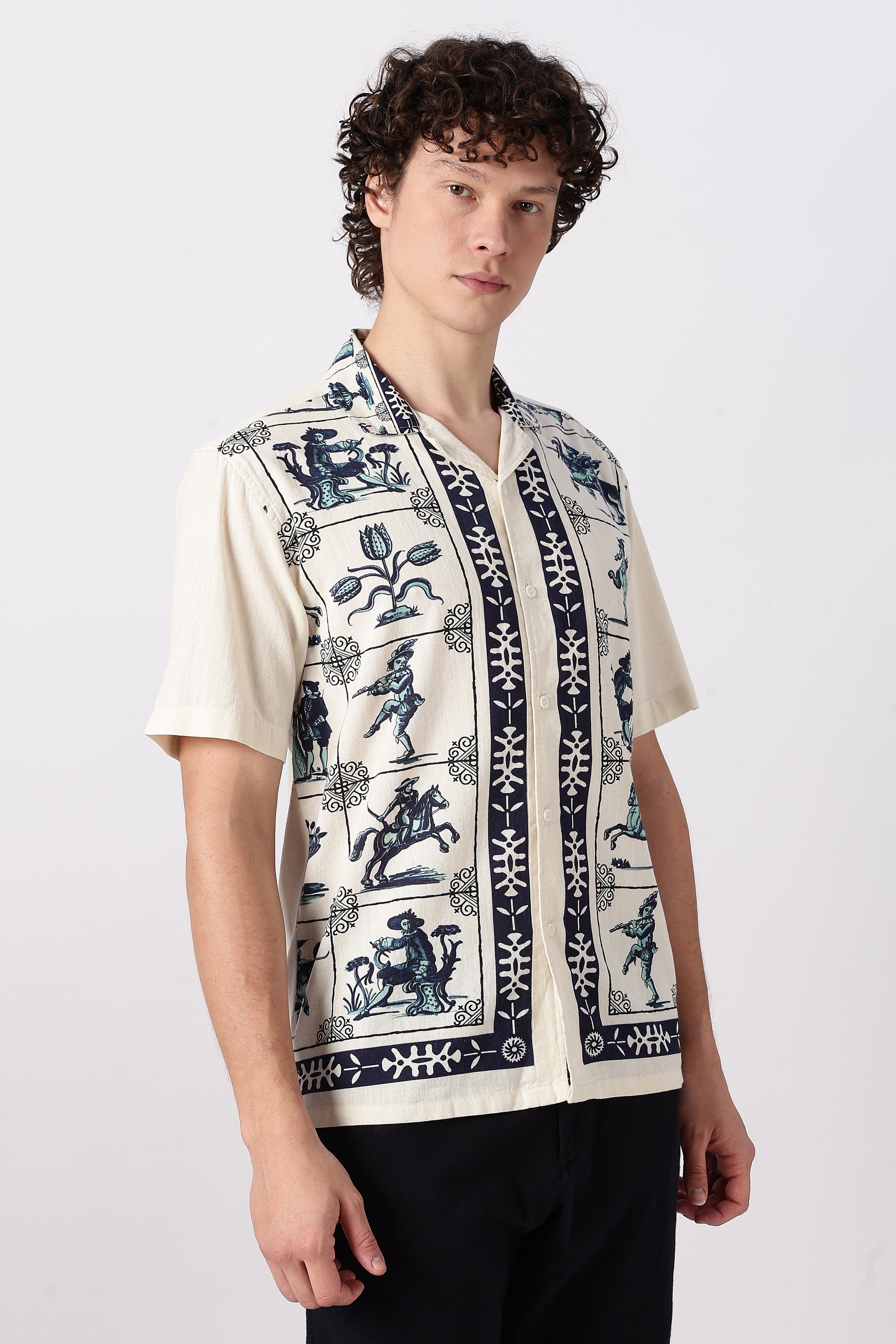 Heritage Rider Printed Cuban Collar Shirt