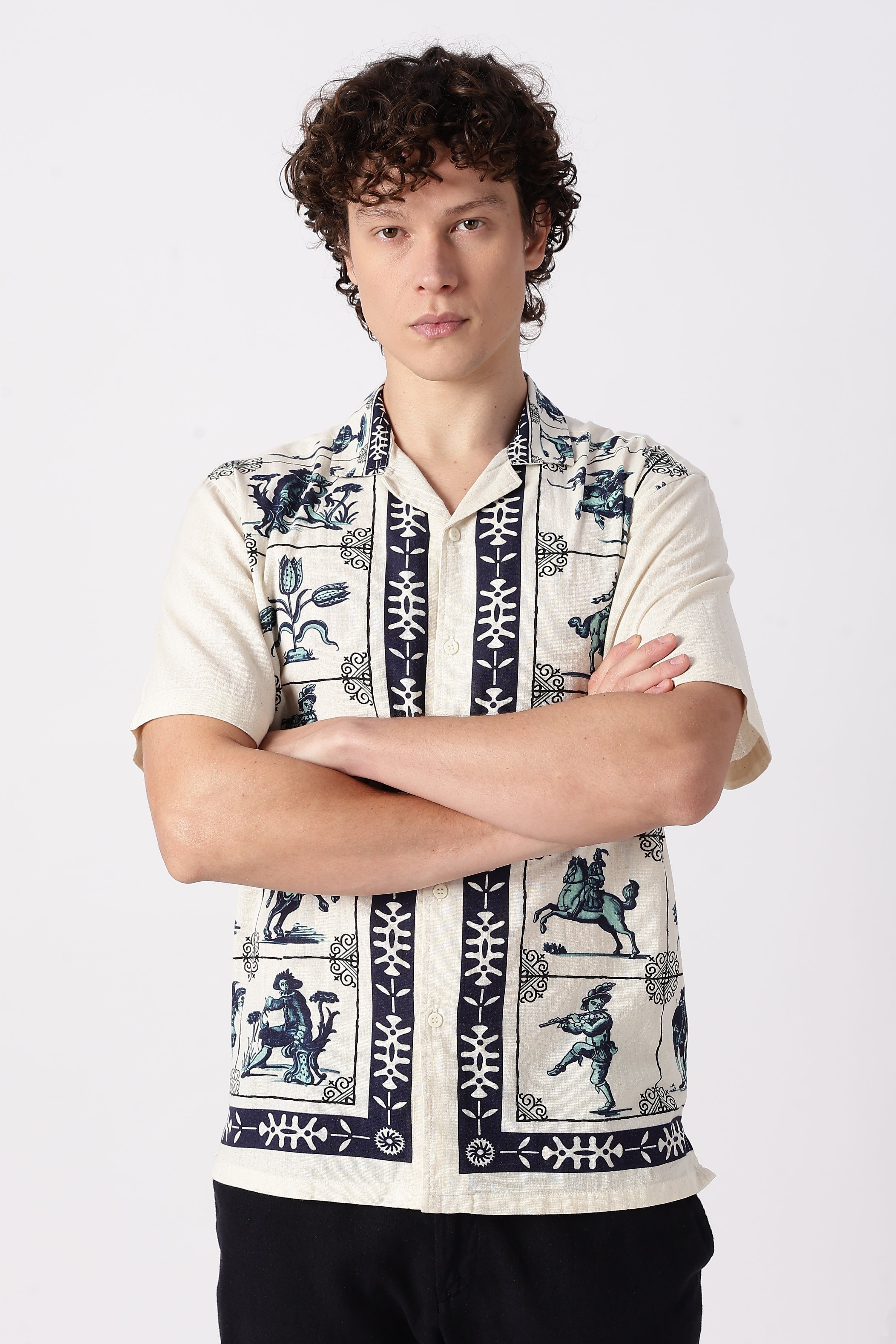 Heritage Rider Printed Cuban Collar Shirt