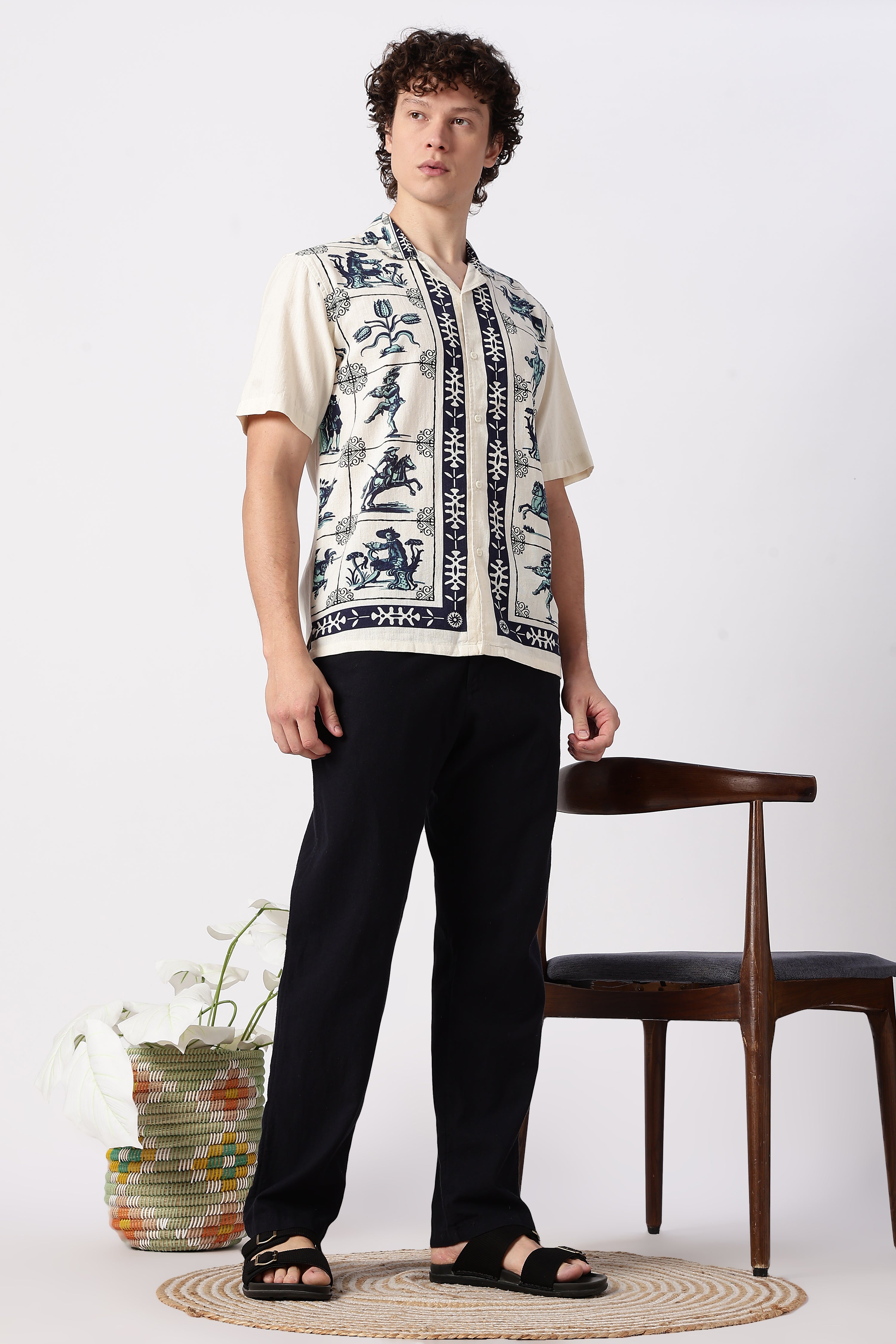 Heritage Rider Printed Cuban Collar Shirt