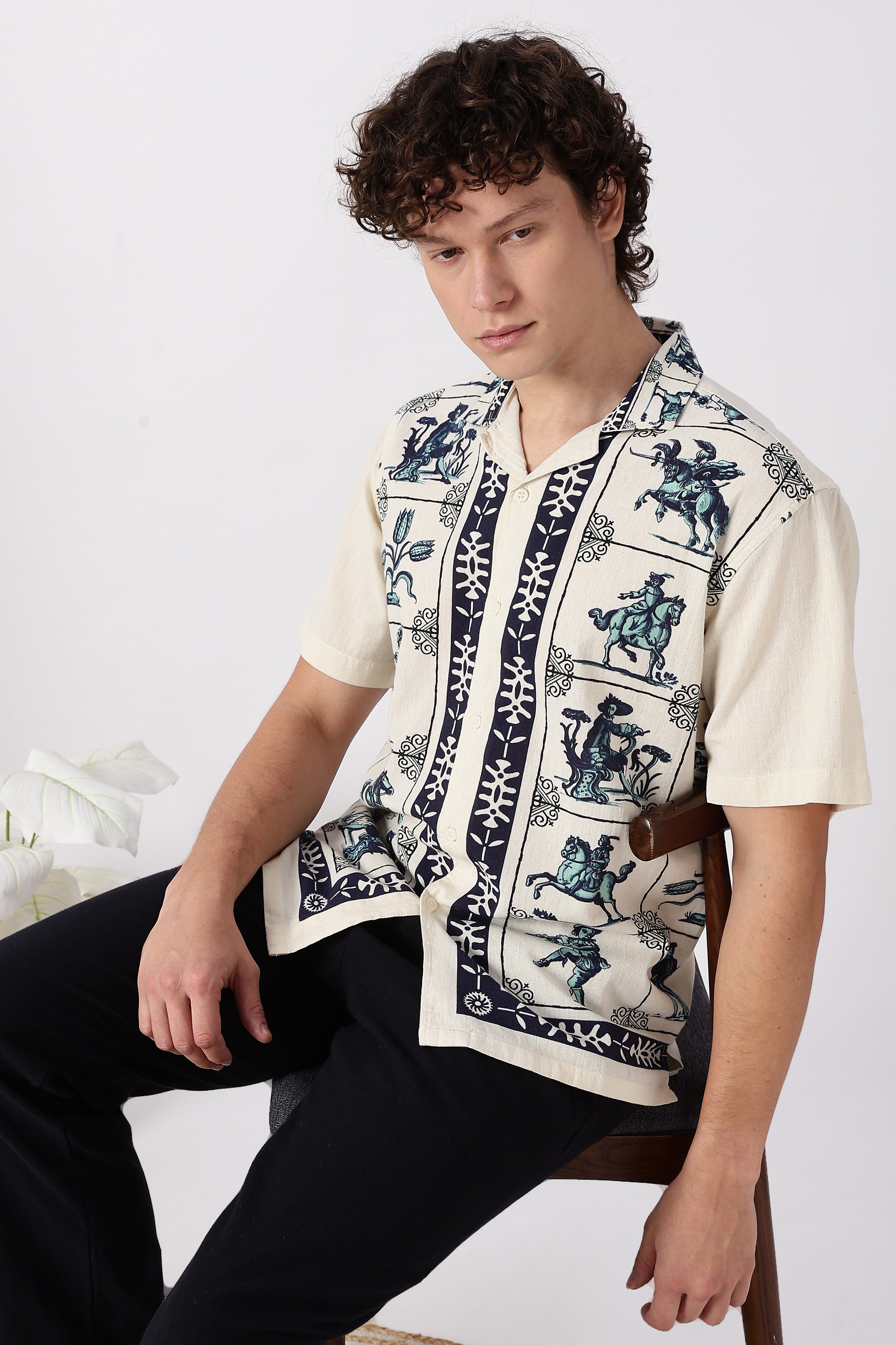 Heritage Rider Printed Cuban Collar Shirt
