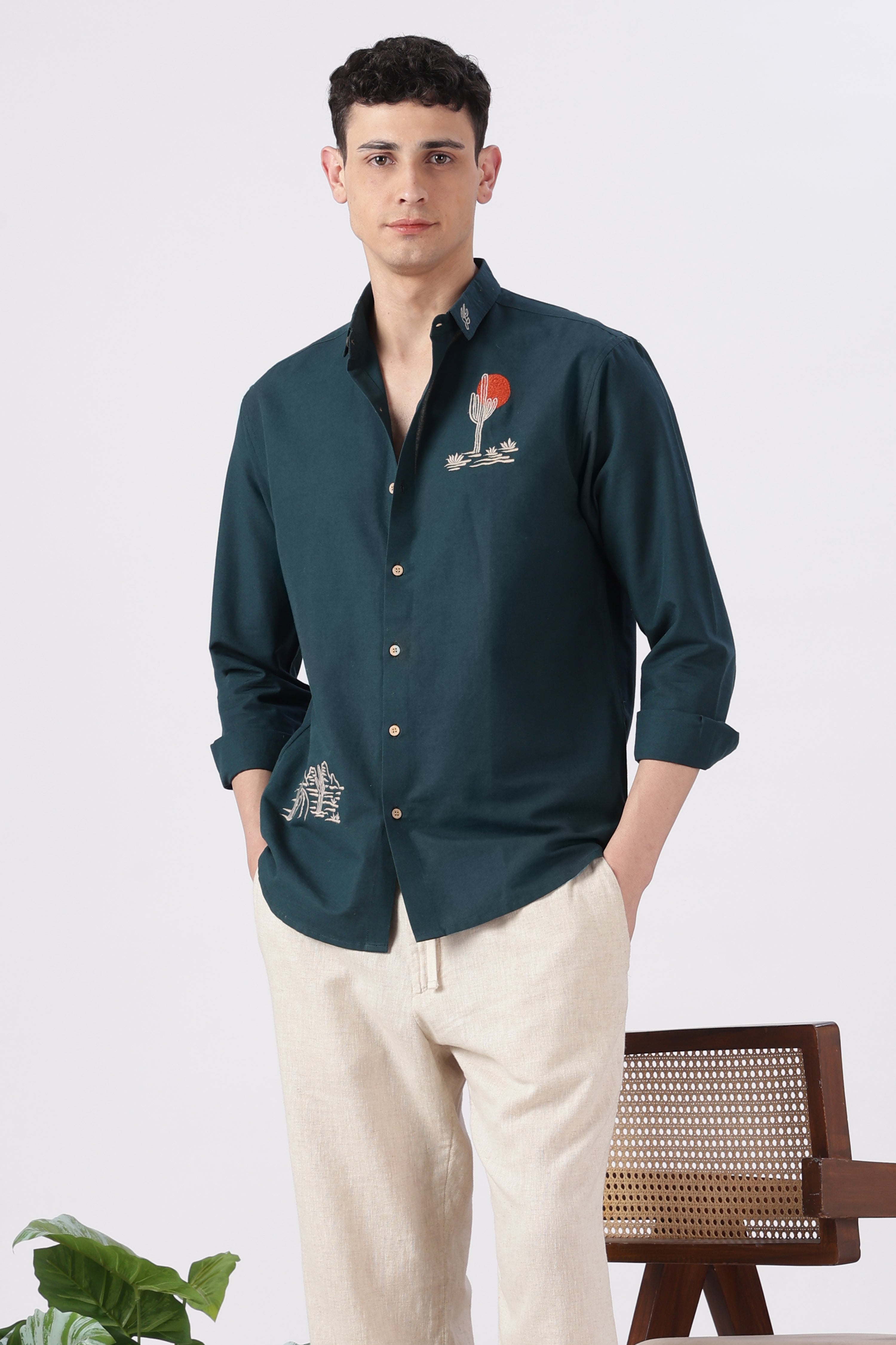 Sunset State of Mind Embroidered Cotton Shirt