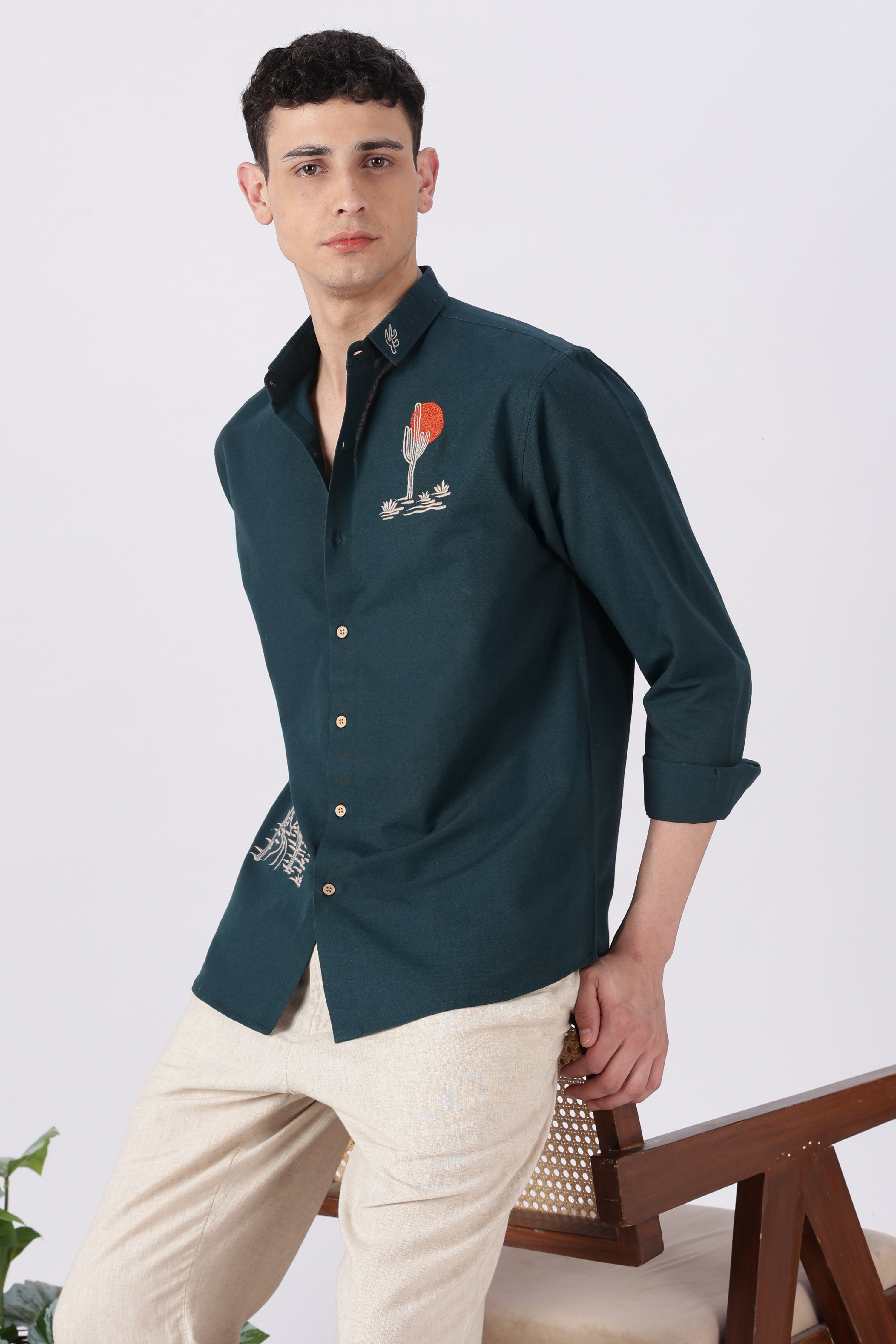 Sunset State of Mind Embroidered Cotton Shirt
