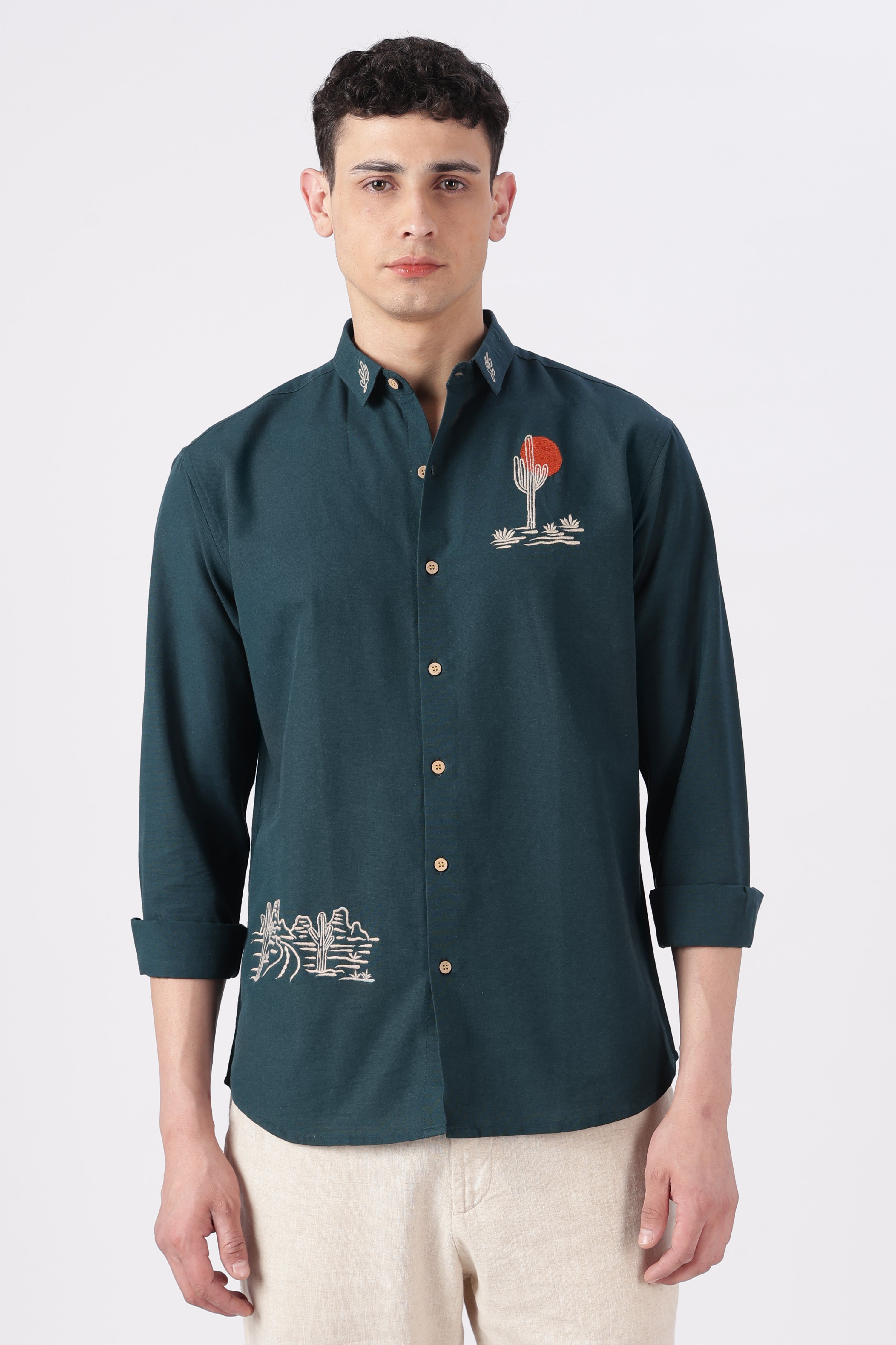 Sunset State of Mind Embroidered Cotton Shirt