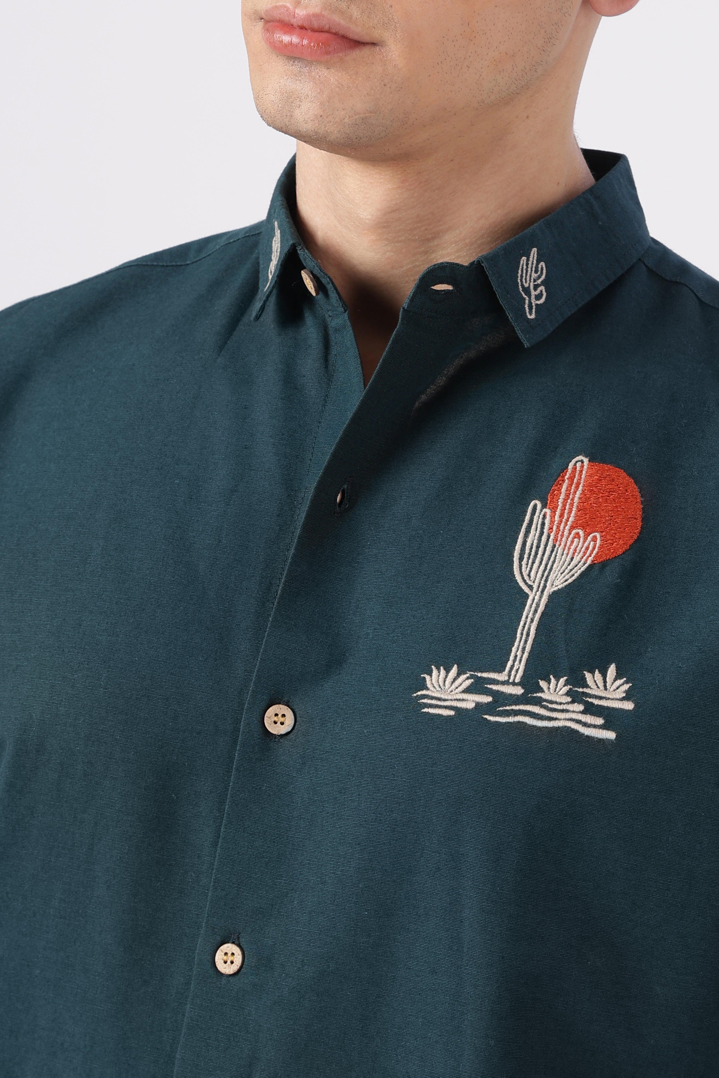 Sunset State of Mind Embroidered Cotton Shirt