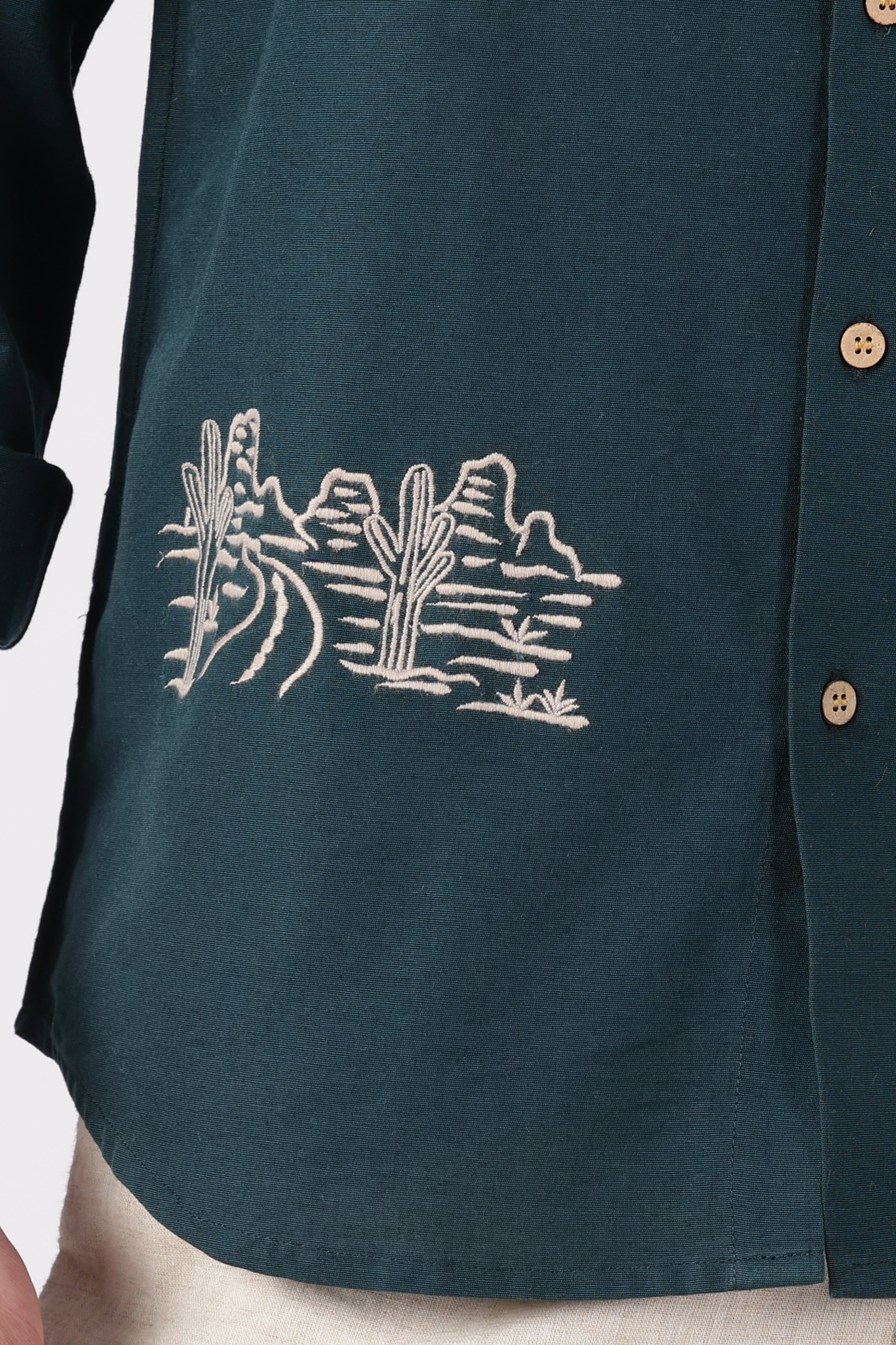 Sunset State of Mind Embroidered Cotton Shirt