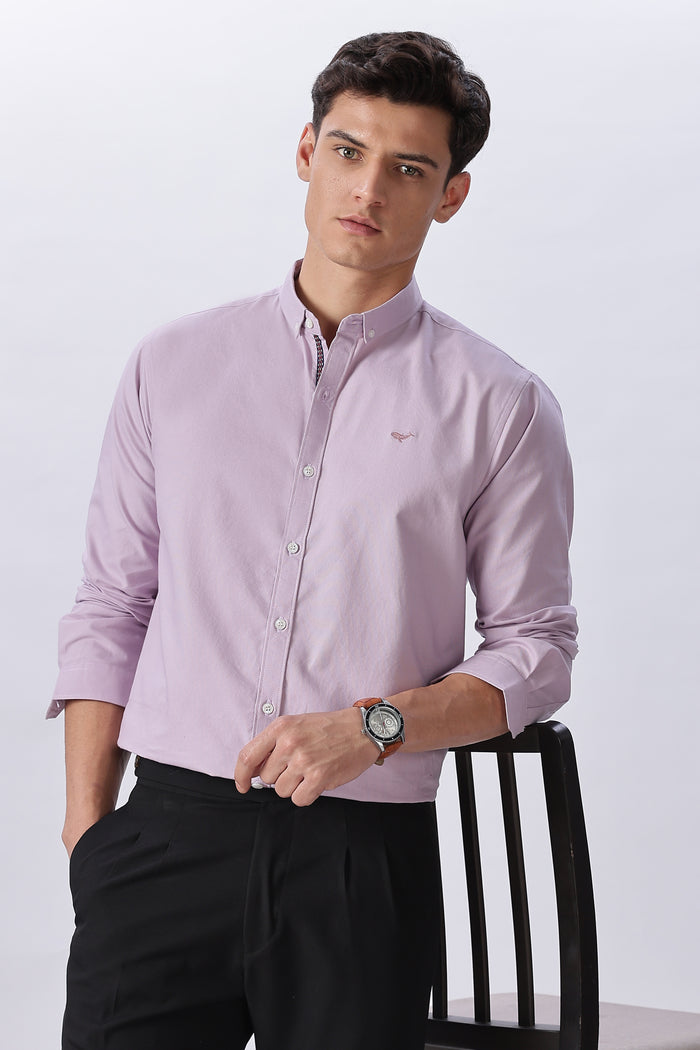Pre-washed 100% Oxford Cotton Regular Fit Purple Shirt