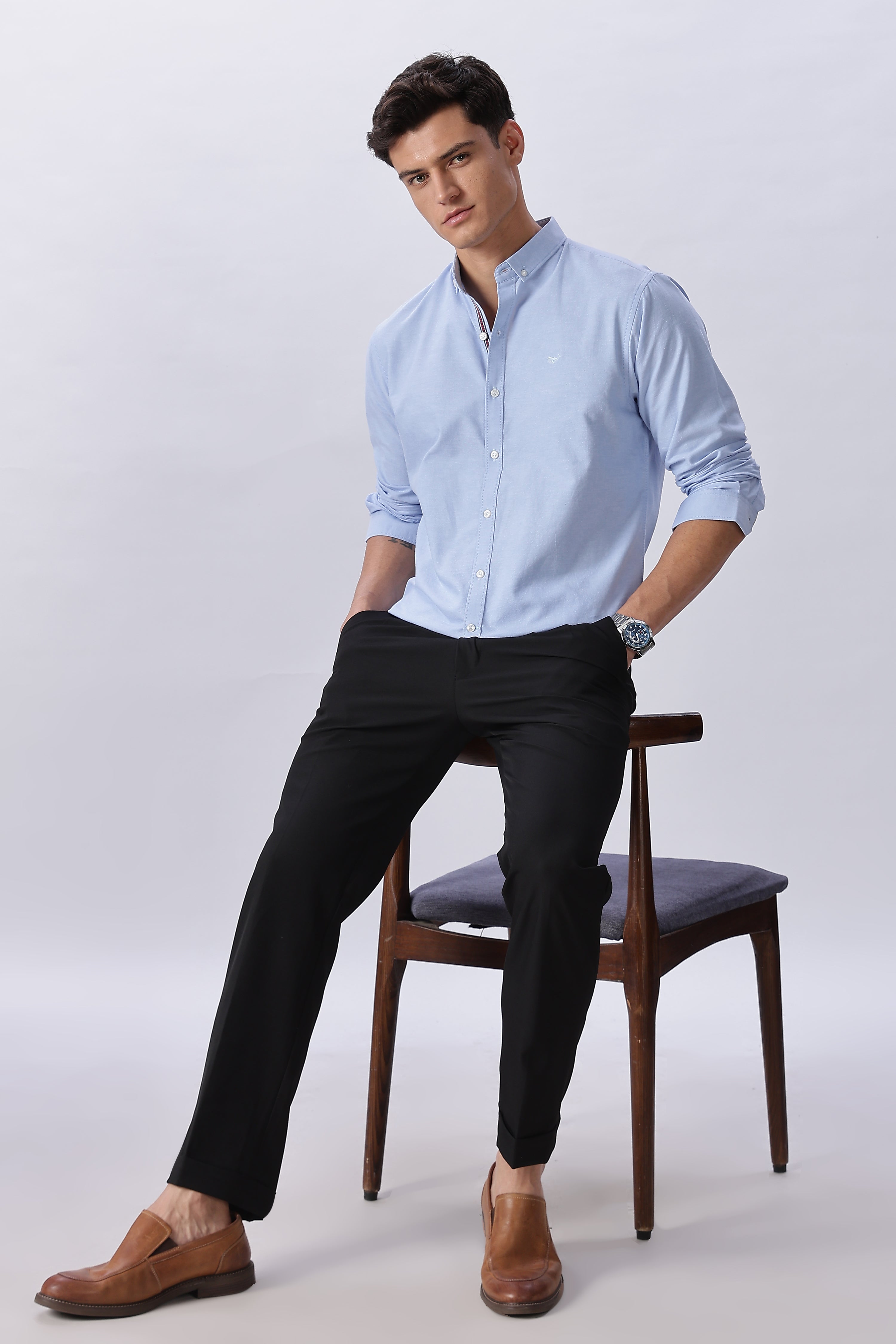 Classic Blue Pre-washed Oxford Shirt