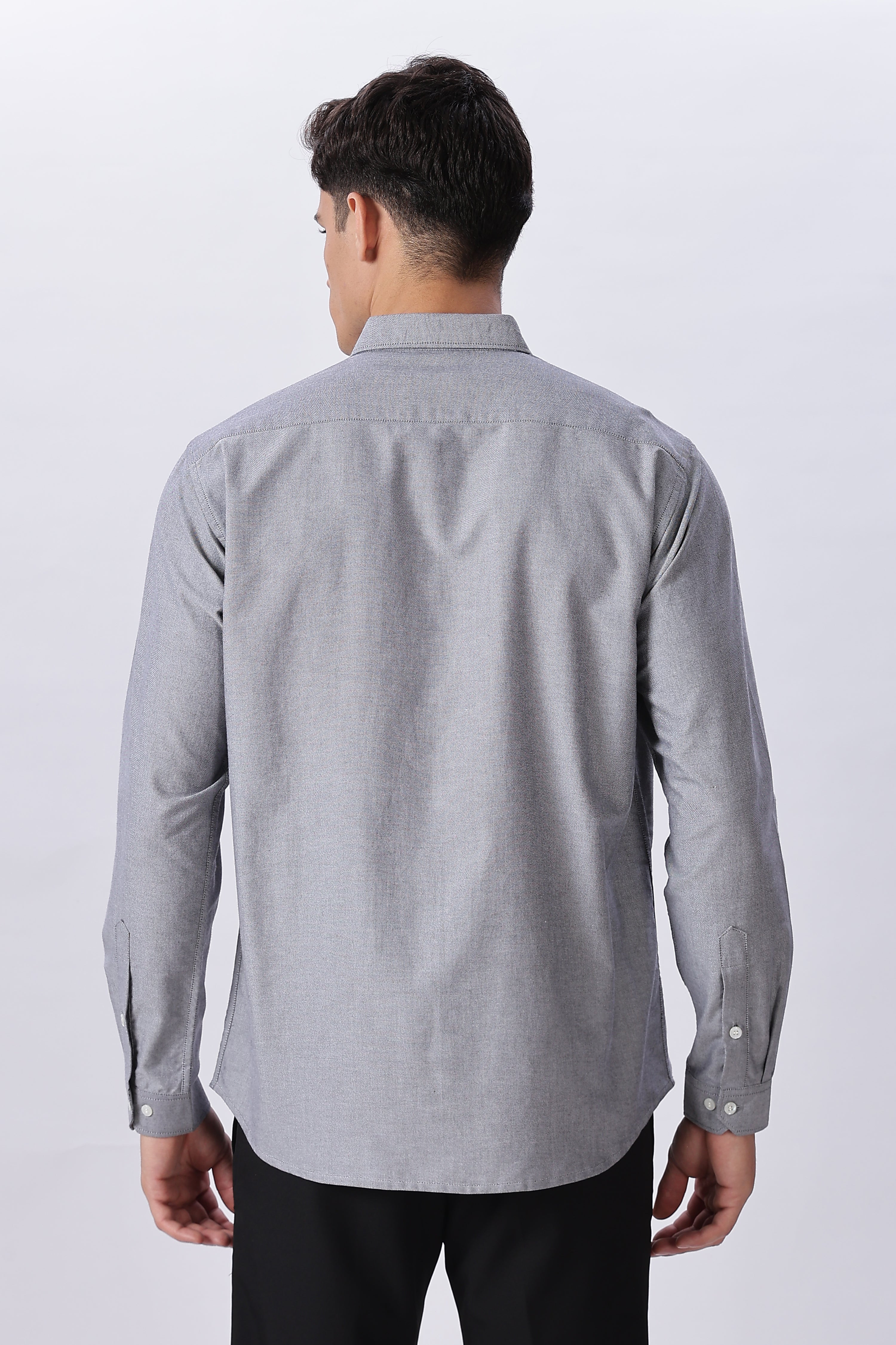 Milan Grey Pre-washed Oxford Shirt