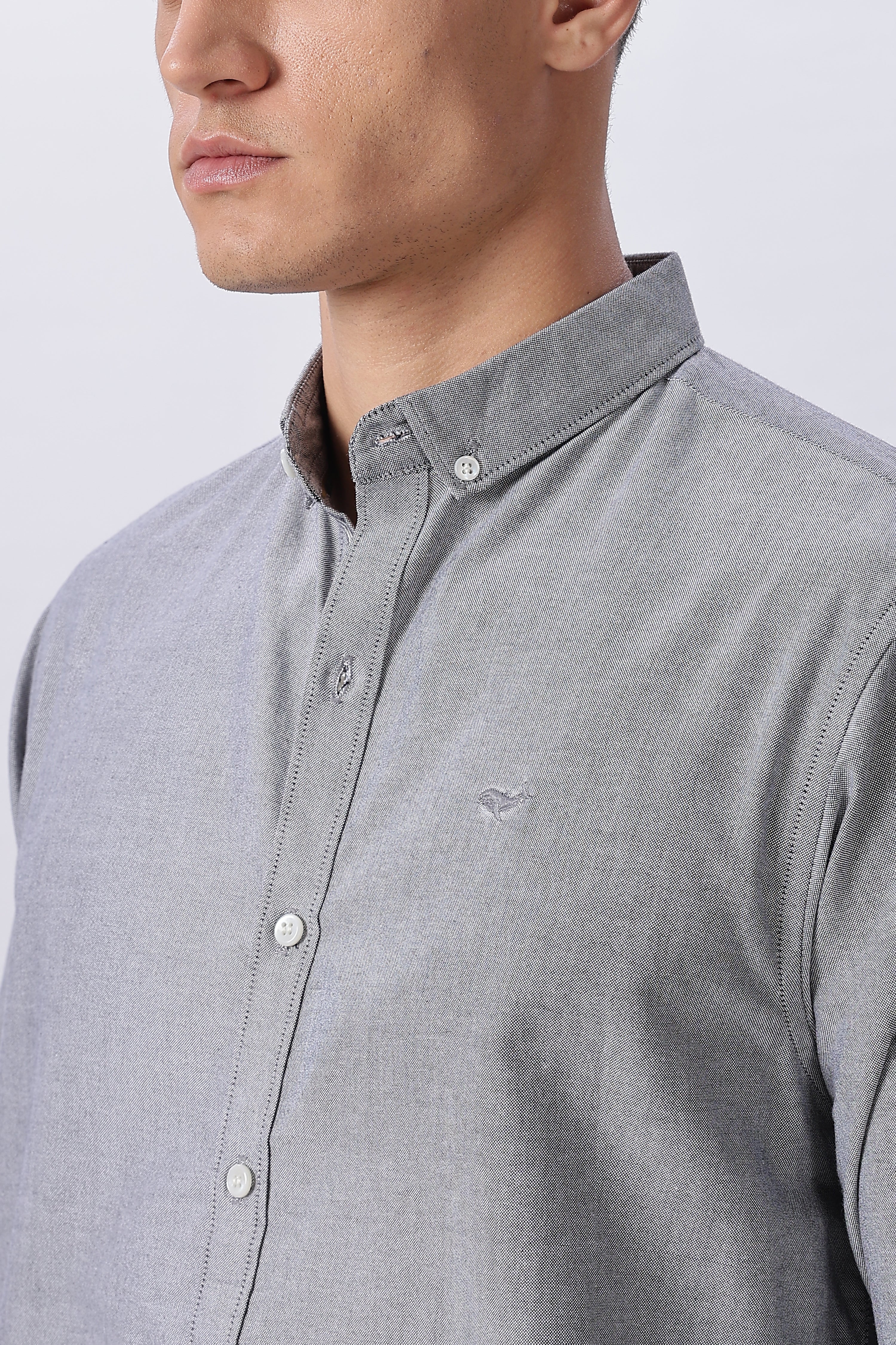Milan Grey Pre-washed Oxford Shirt