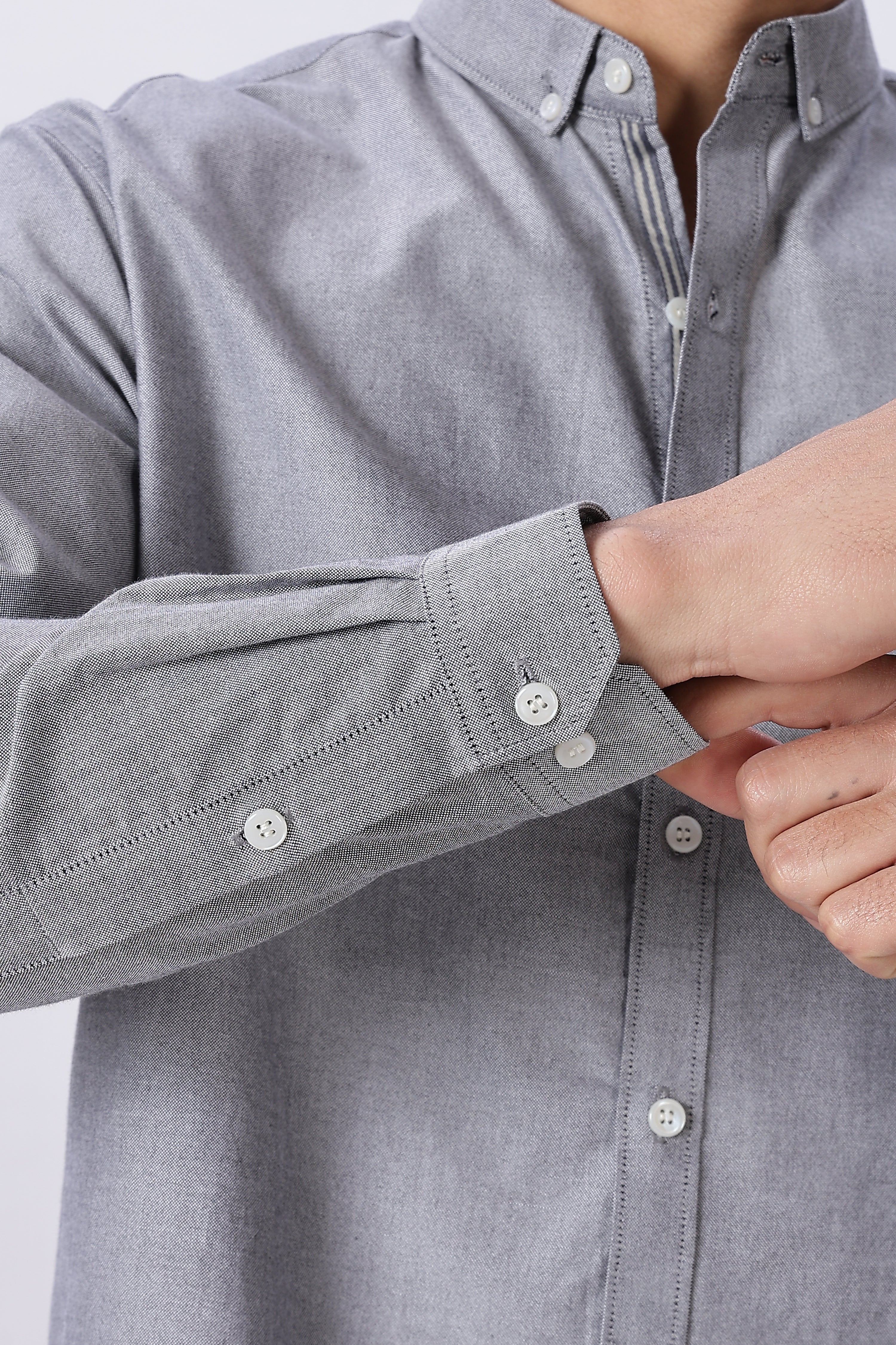 Milan Grey Pre-washed Oxford Shirt