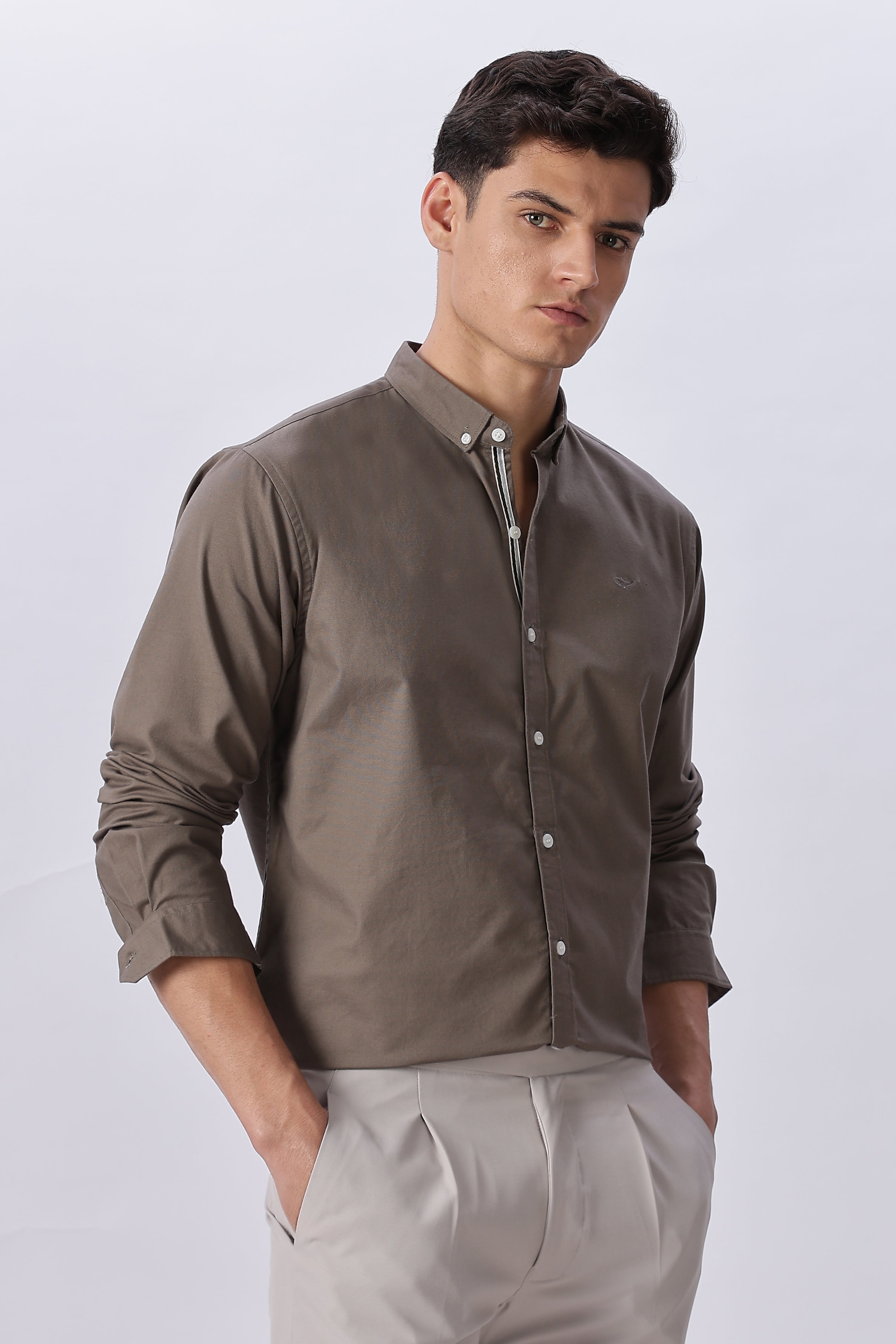 Granada Olive Pre-washed Oxford Shirt