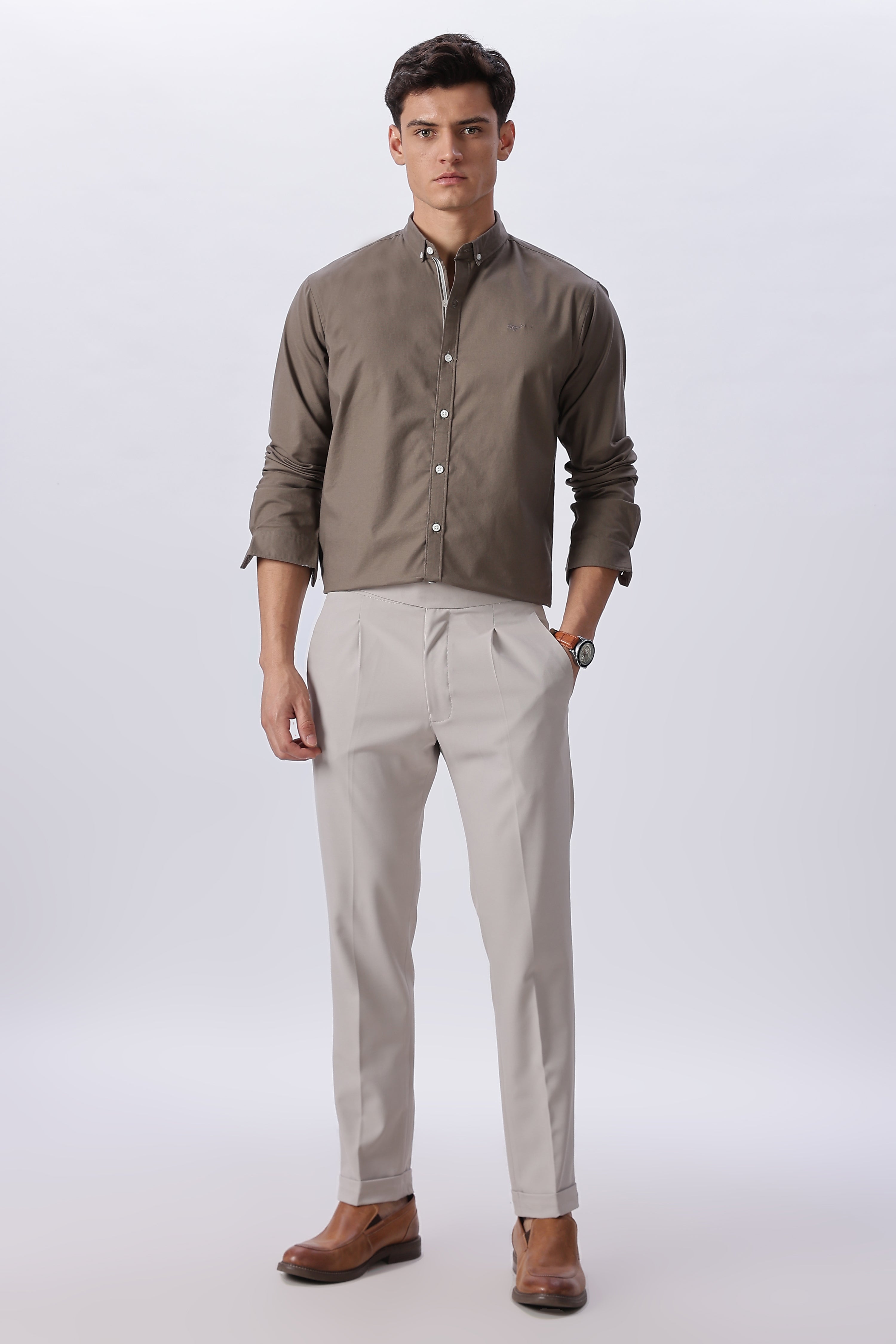 Granada Olive Pre-washed Oxford Shirt