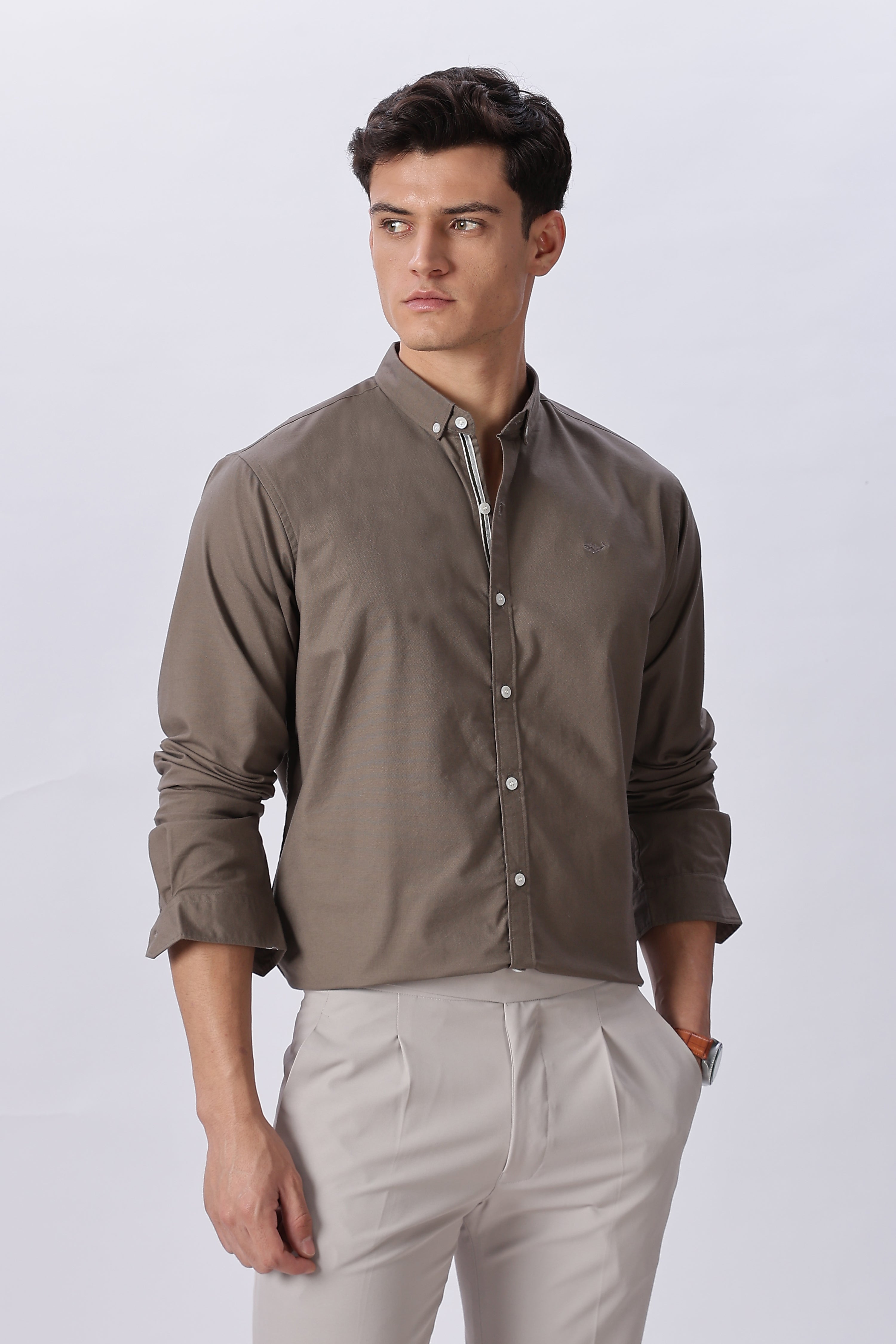 Granada Olive Pre-washed Oxford Shirt