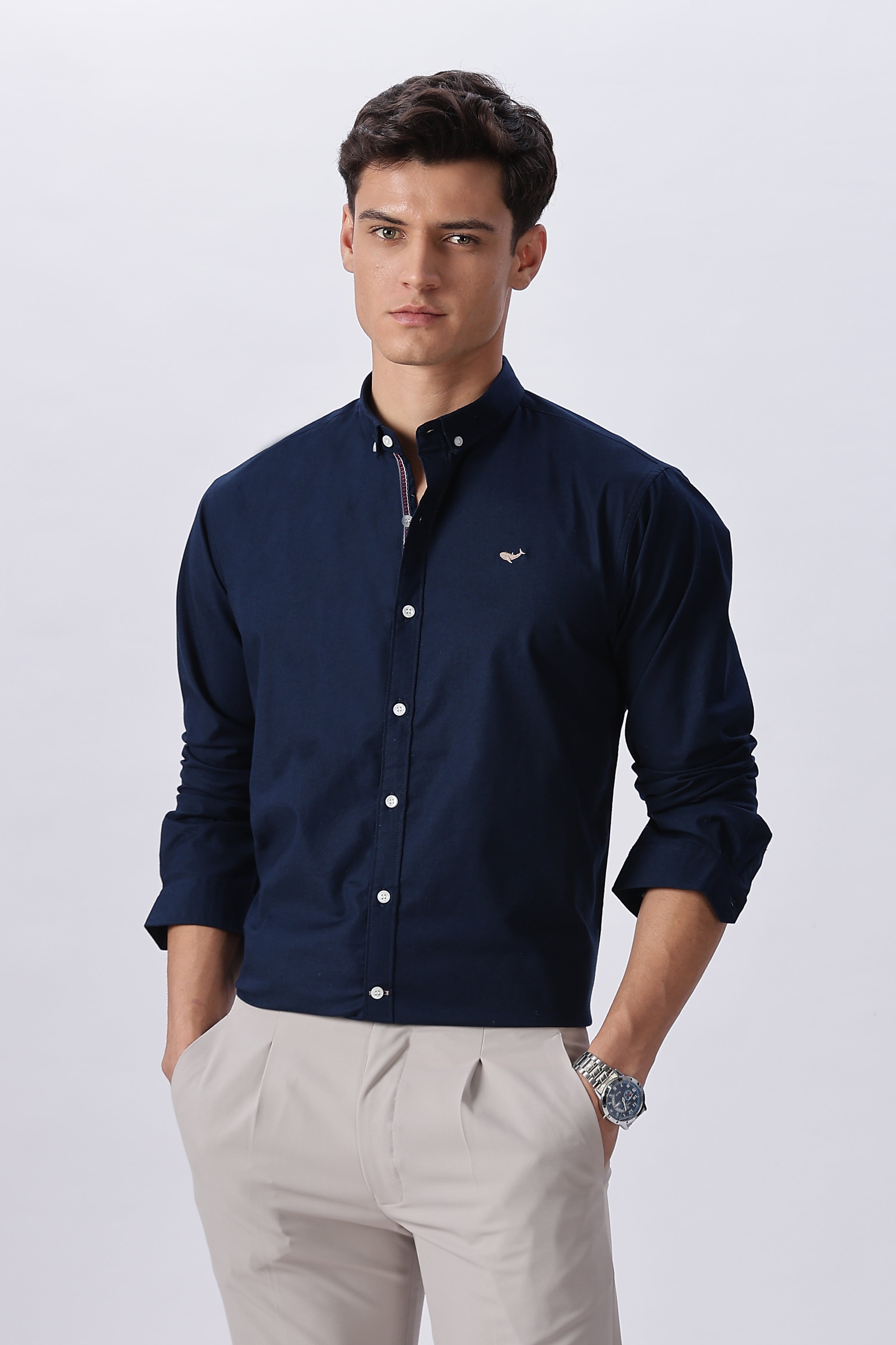 Midnight Blue Pre-washed Oxford Shirt