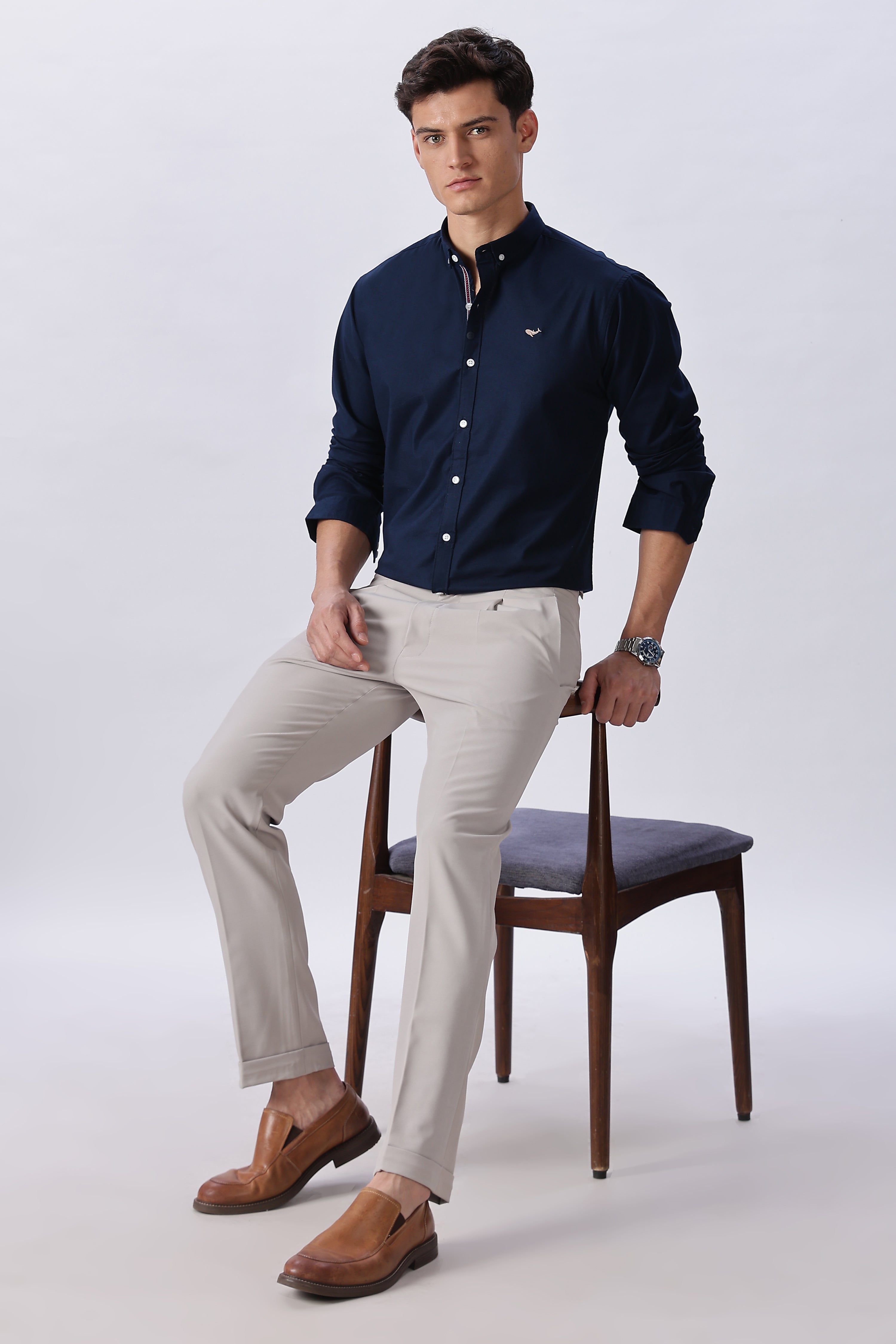 Midnight Blue Pre-washed Oxford Shirt
