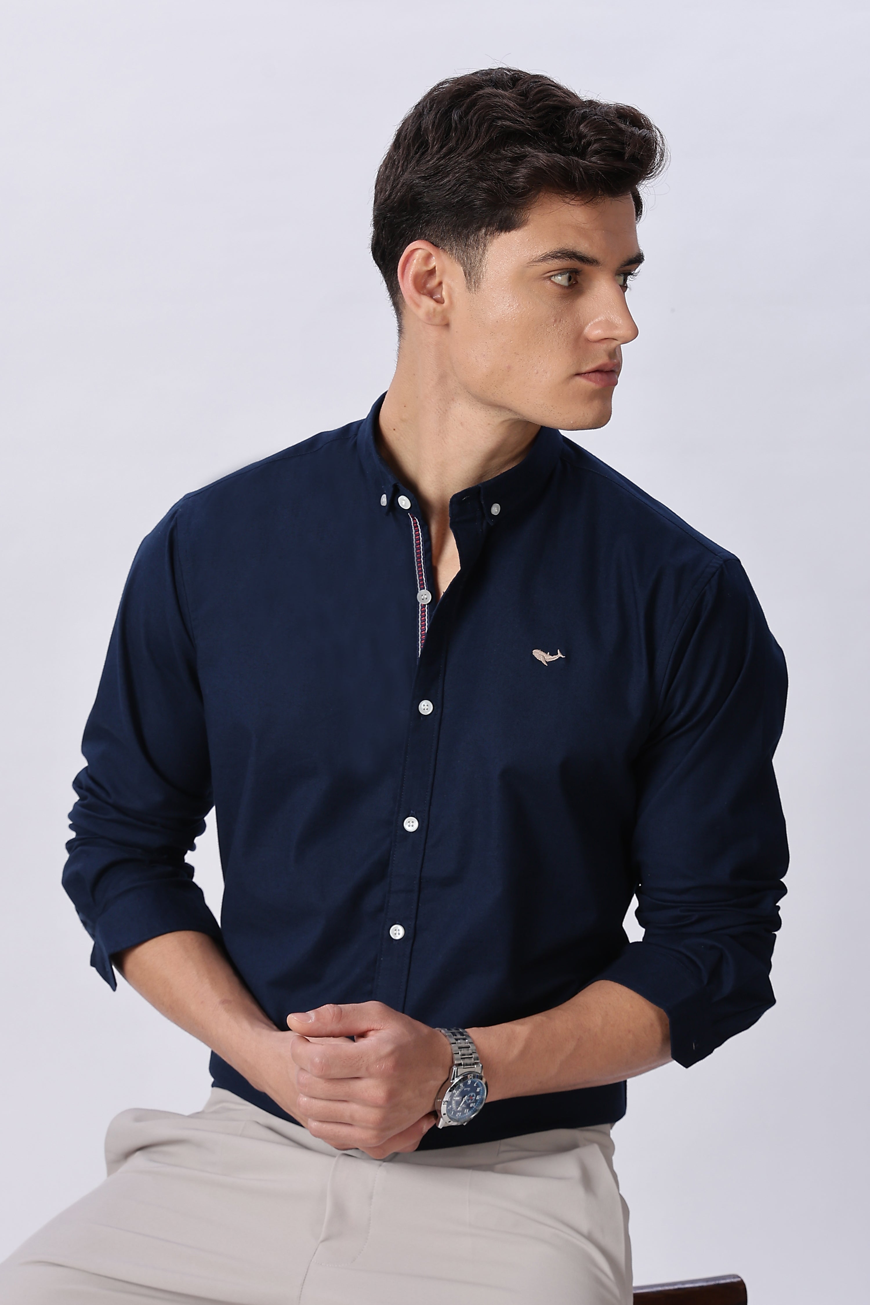 Midnight Blue Pre-washed Oxford Shirt