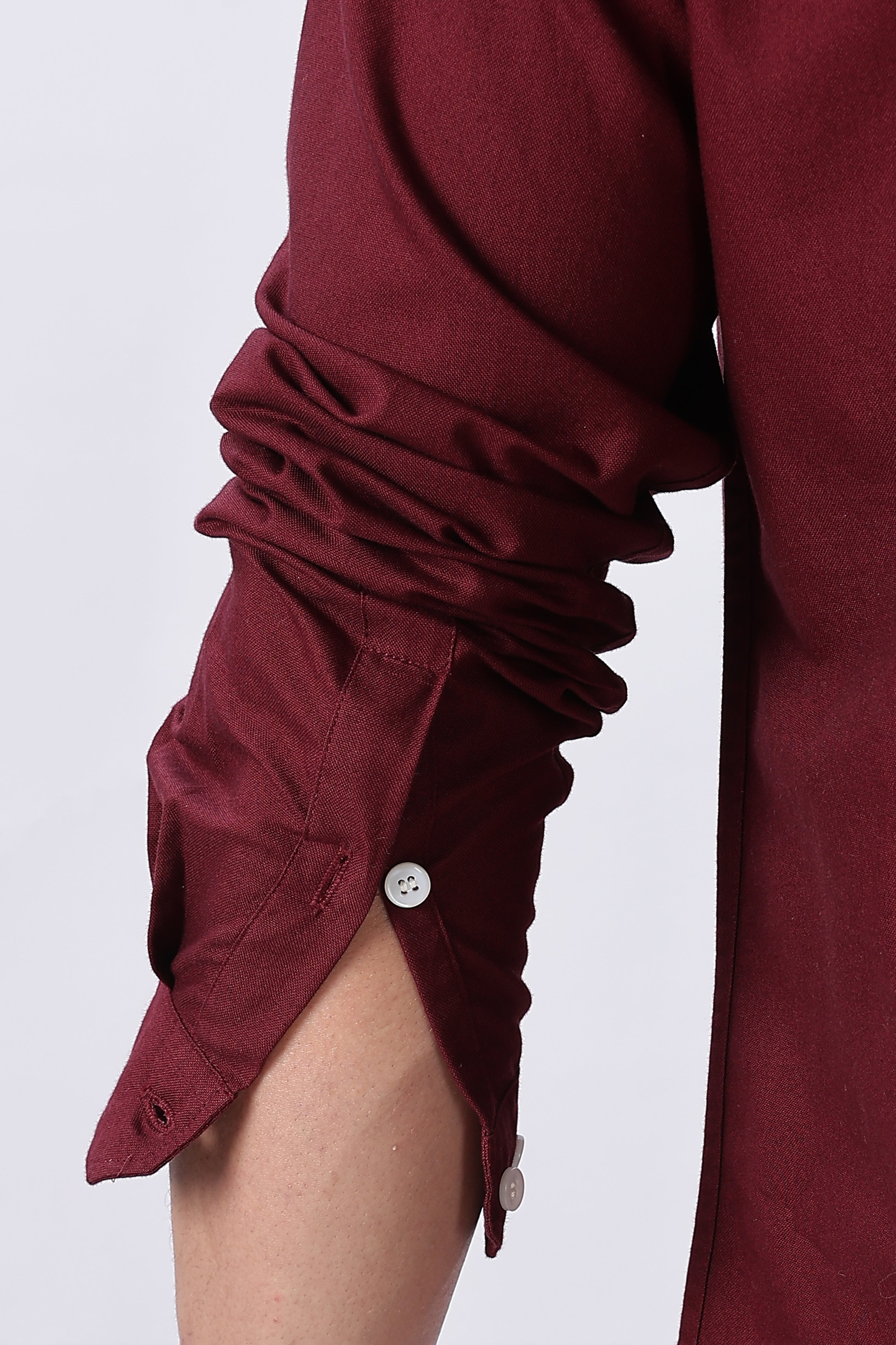 Bordeaux maroon Pre-washed Oxford Shirt