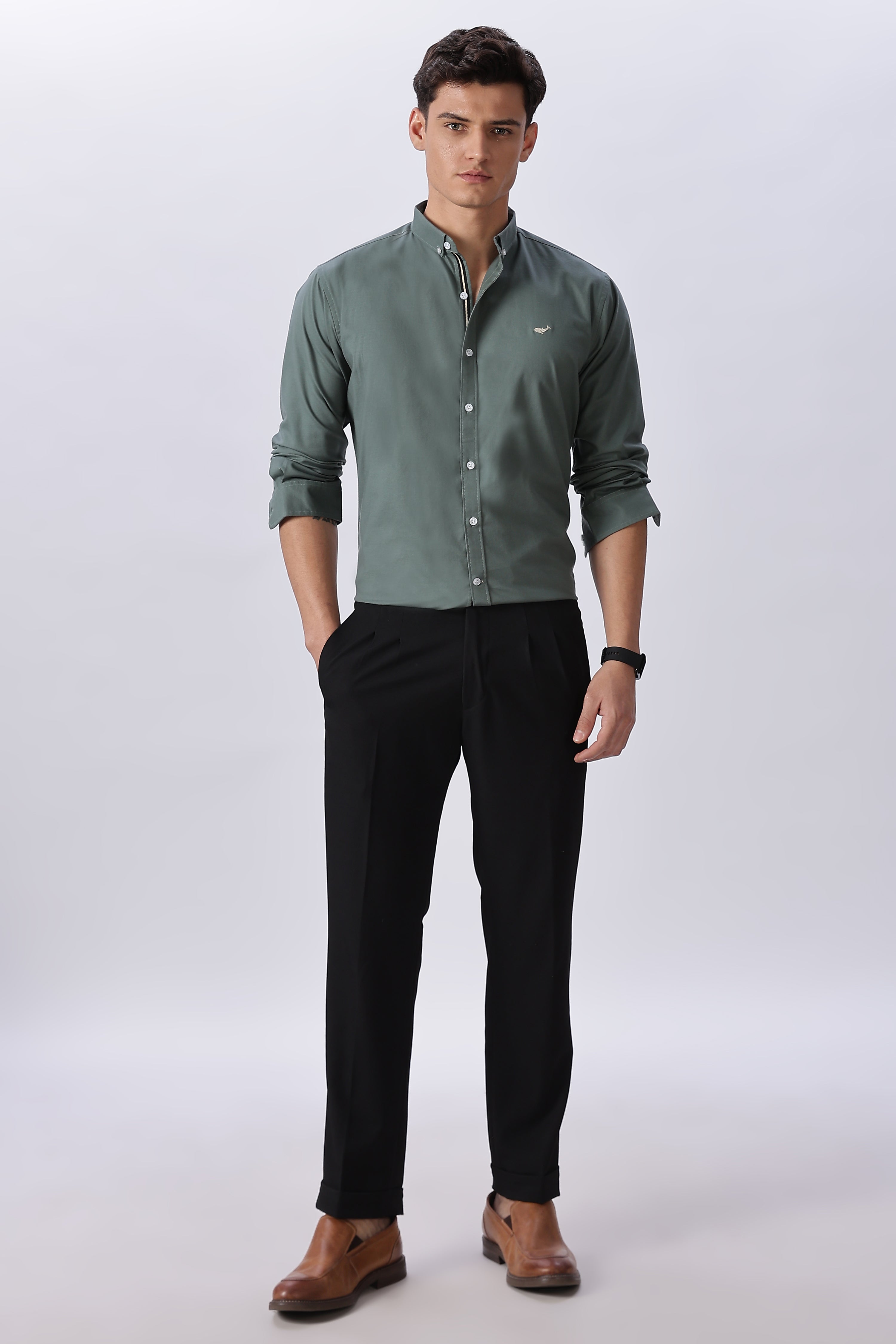 Olive Mist Pre-washed Oxford Shirt