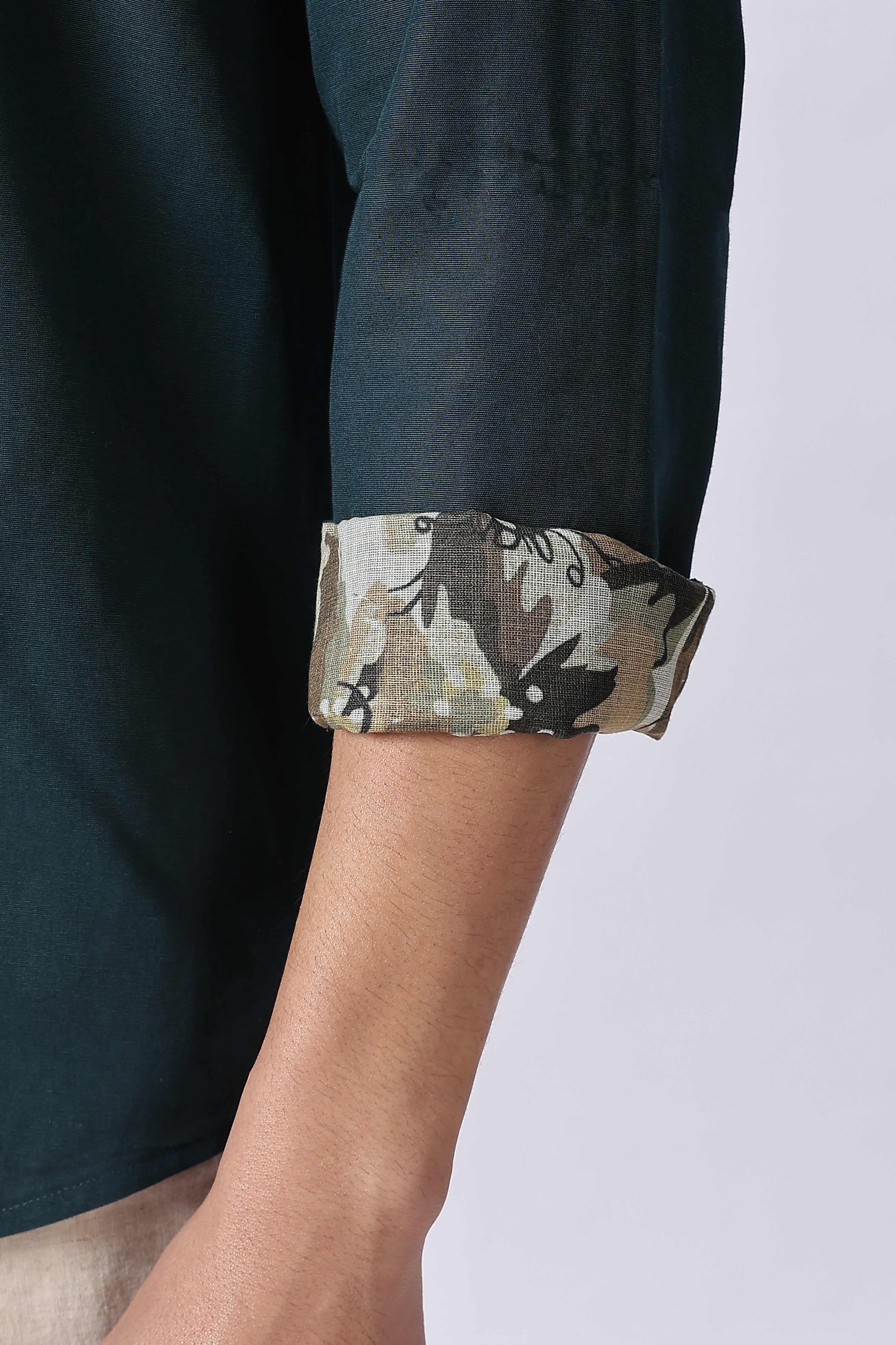 Lakeside Forest Cabin Embroidered Cotton Shirt