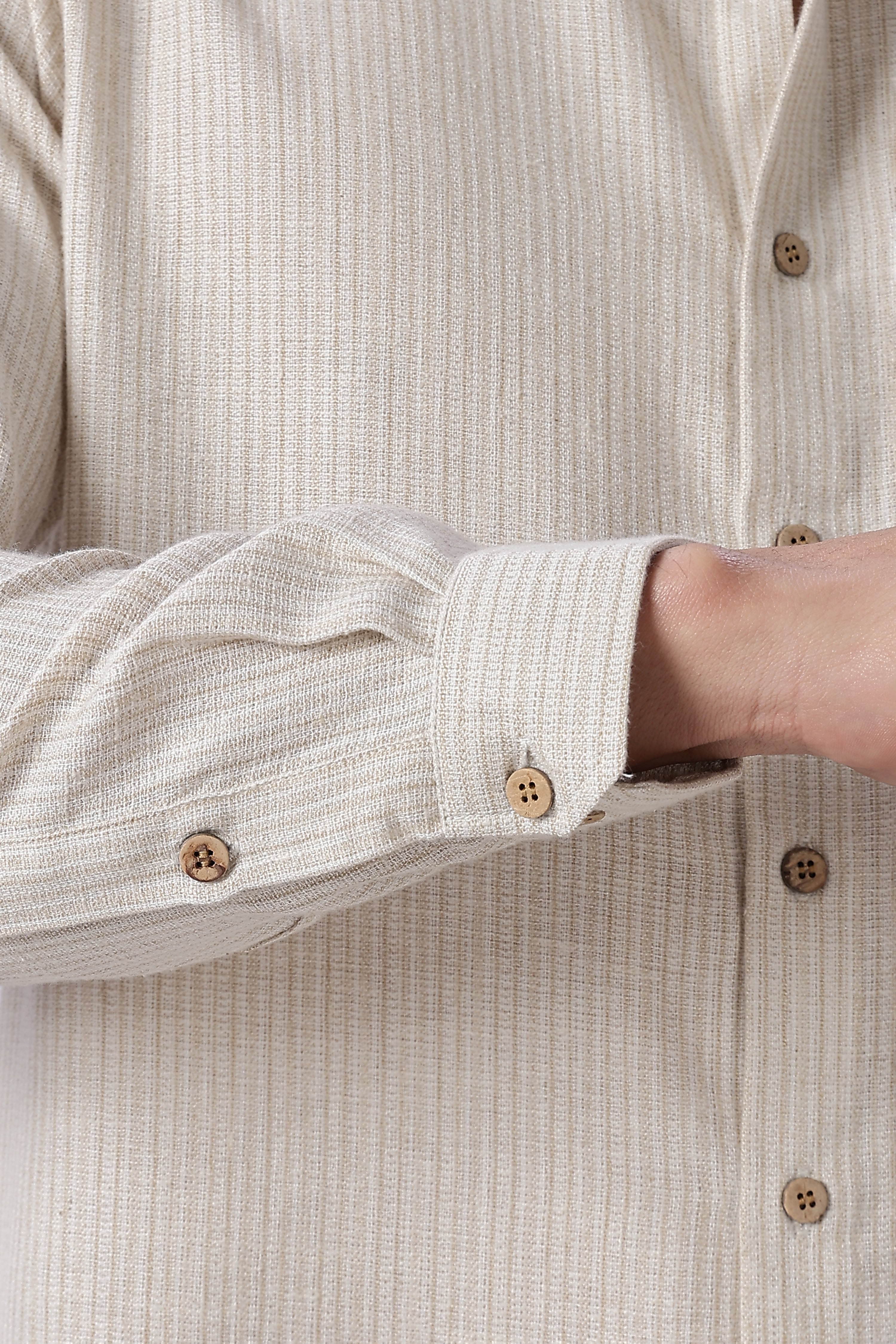 Vasco Da Gama 100% Cotton Regular Fit Beige Embroidered Shirt