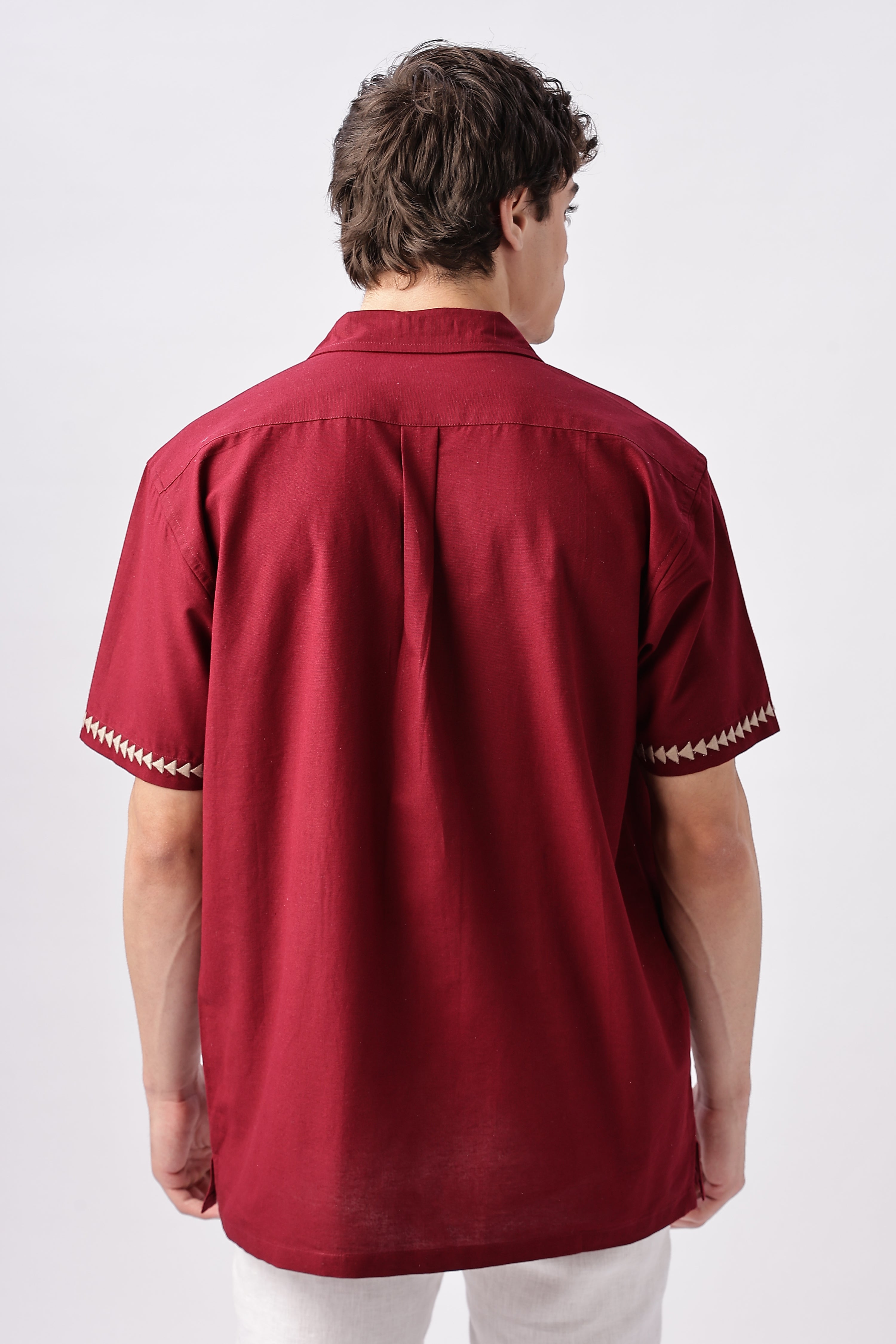 Temple Trail Maroon Embroidered Shirt
