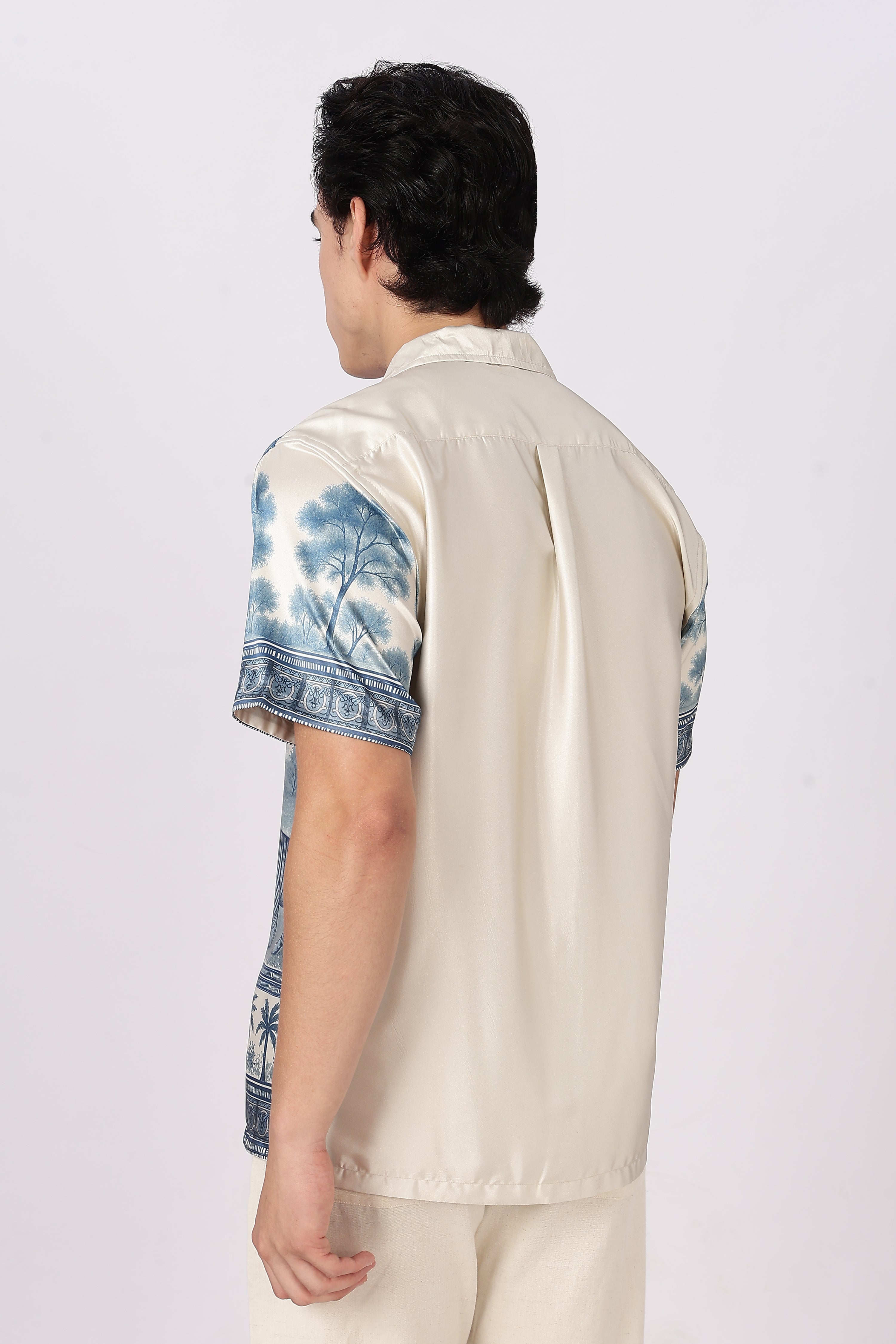 Royal Safari Scenic Cotton Box Fit Beige Printed Shirt