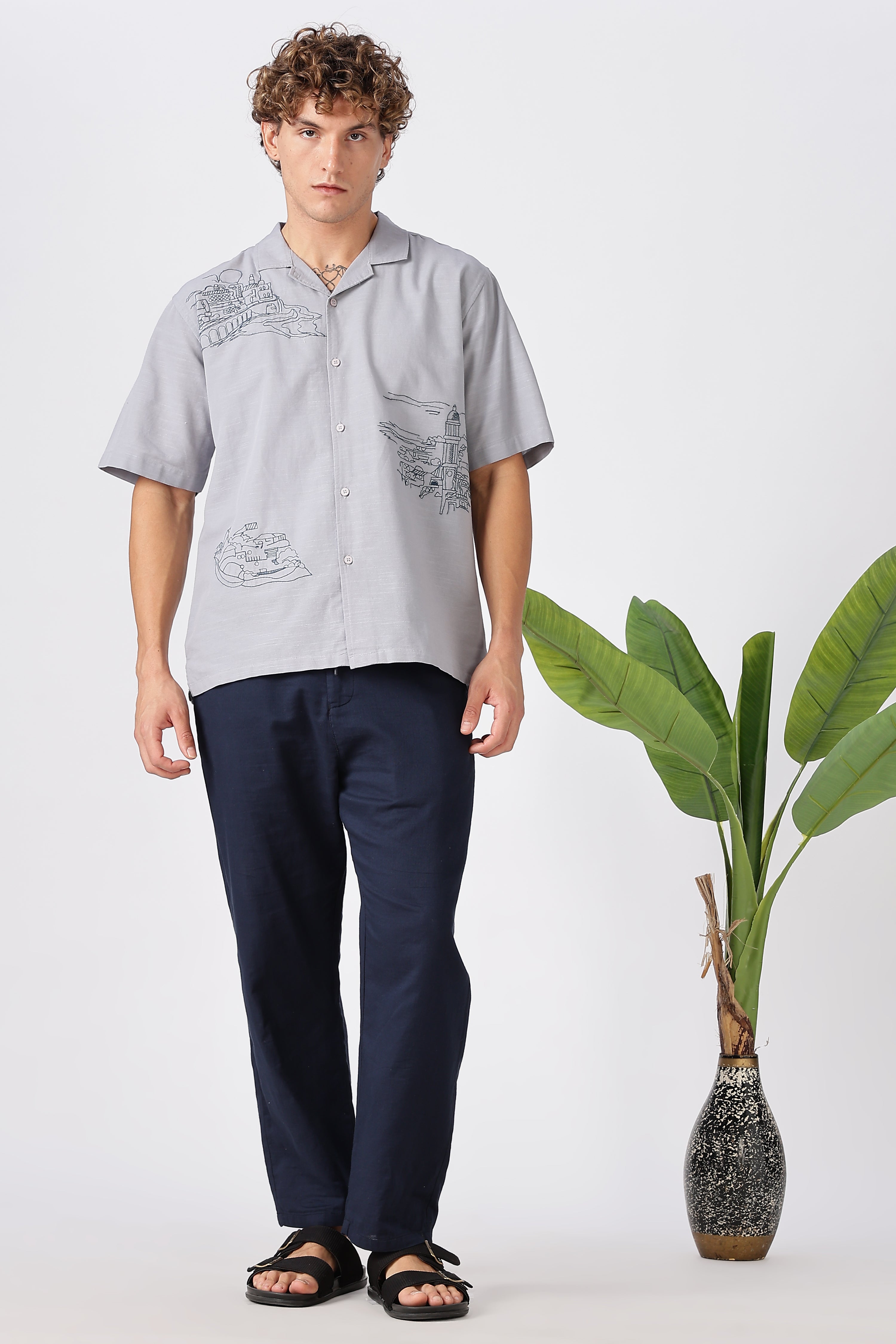 Stand at Ease 100% Cotton Straight Fit Navy Blue Pant