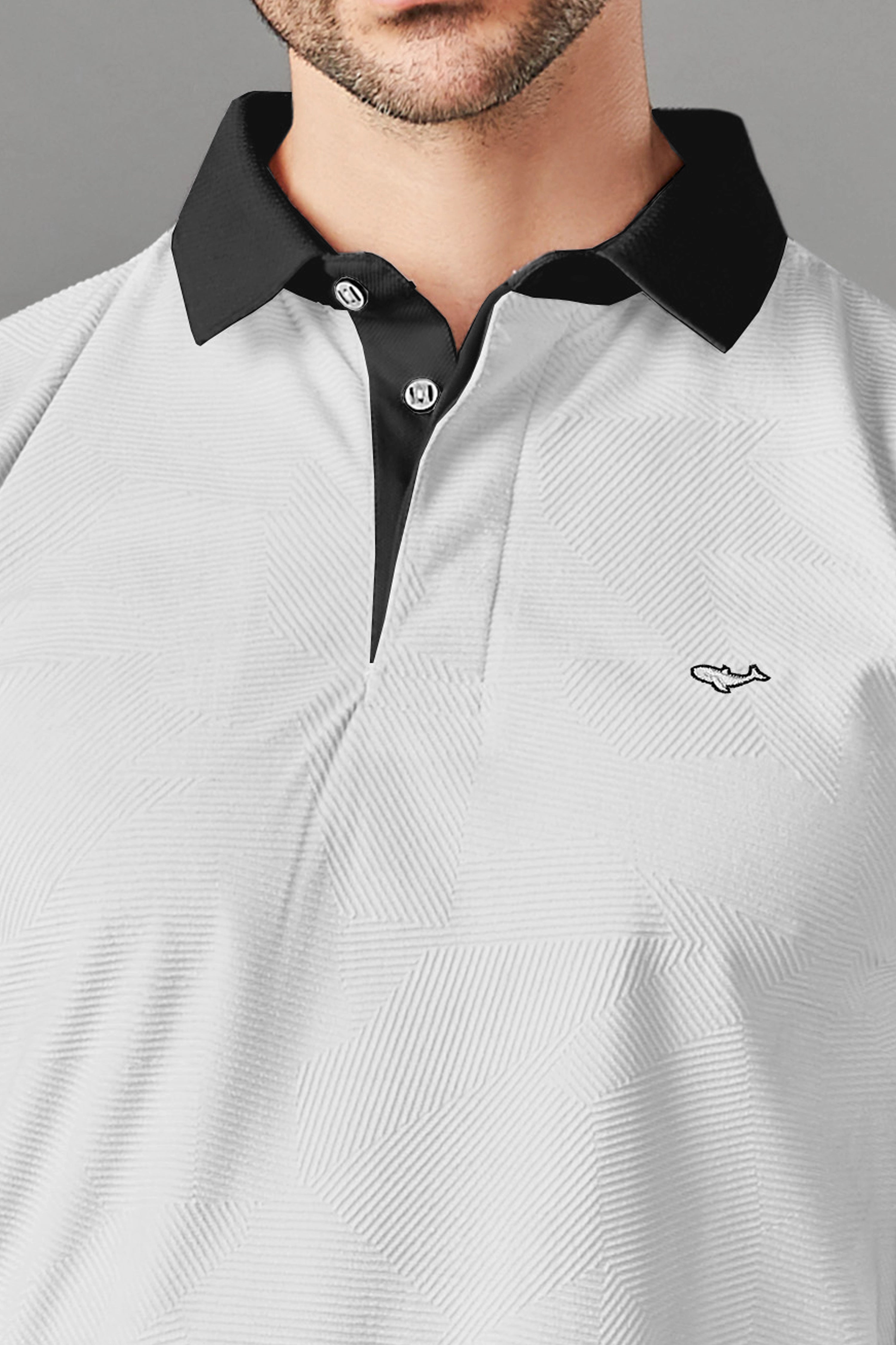White Contrast Collar Polo T-shirt