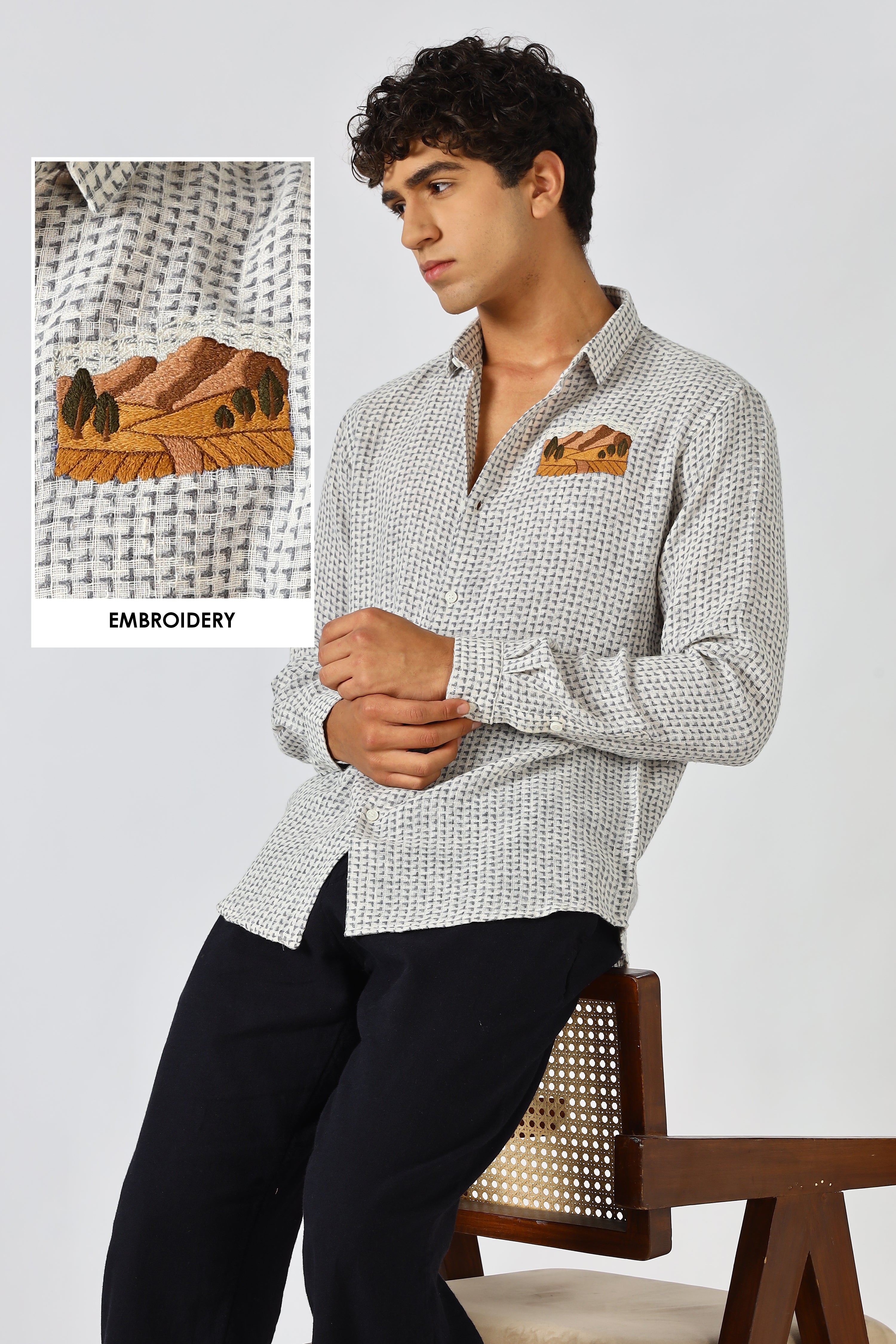 Desert Trail Embroidered Cotton Shirt