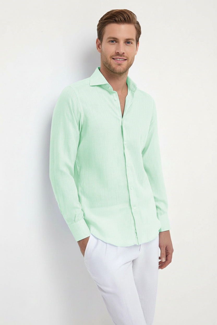 Sea Mint 100% Linen 44 Lea Shirt