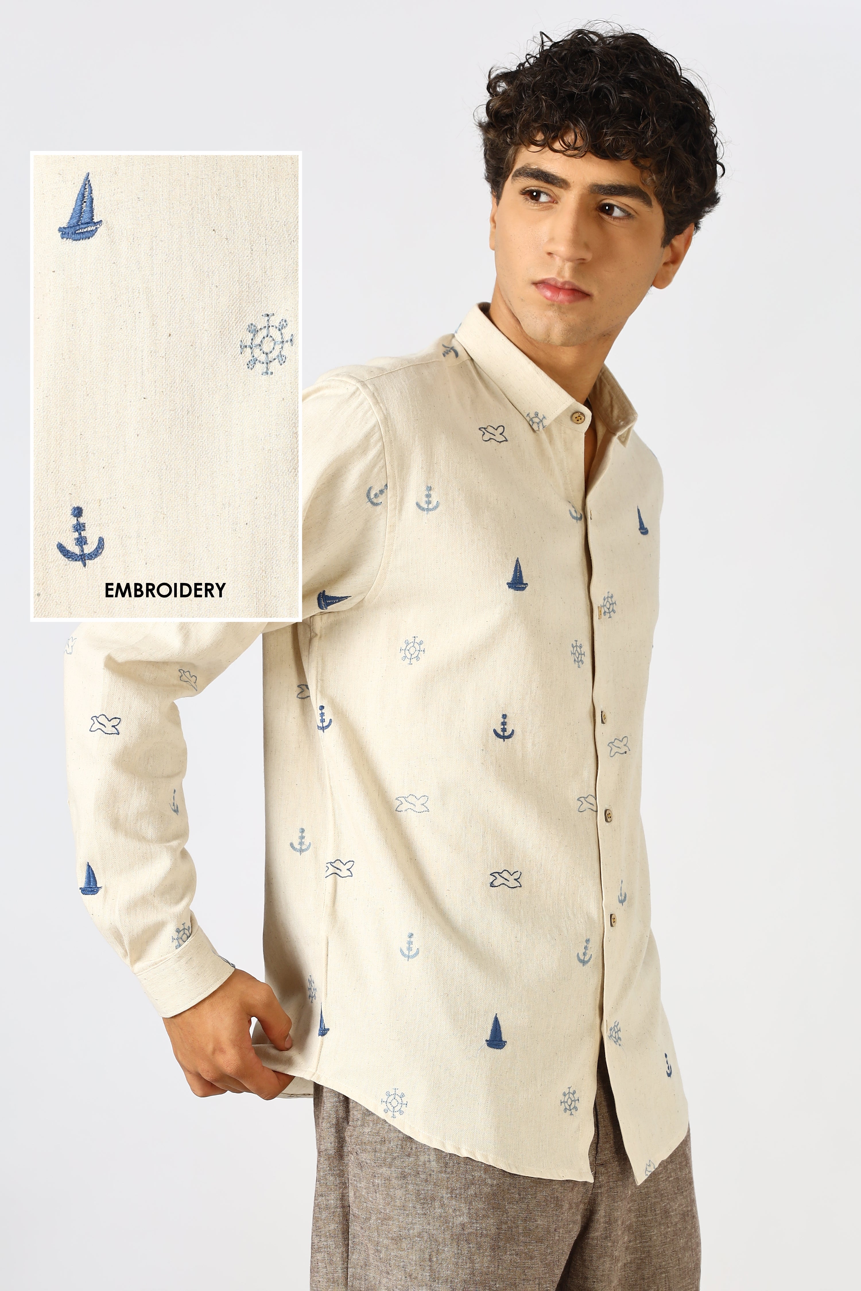 Anchors Aweigh Embroidered Coastal Shirt