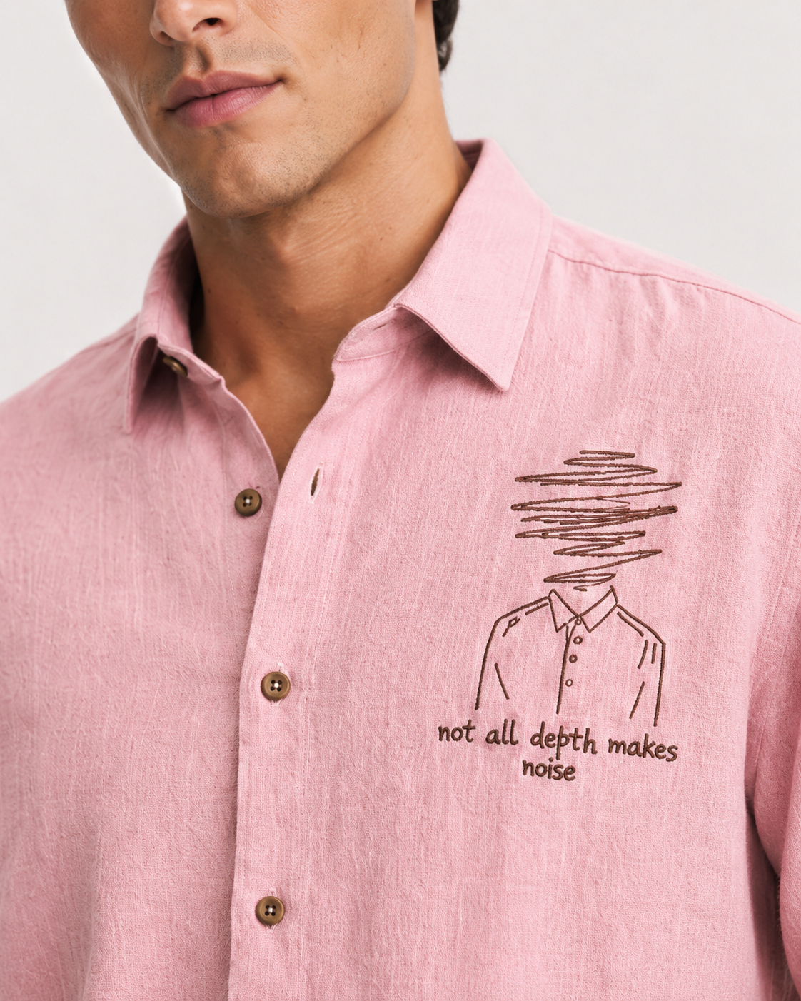 Silent Depth Cotton Regular Fit Pink Embroidered Shirt