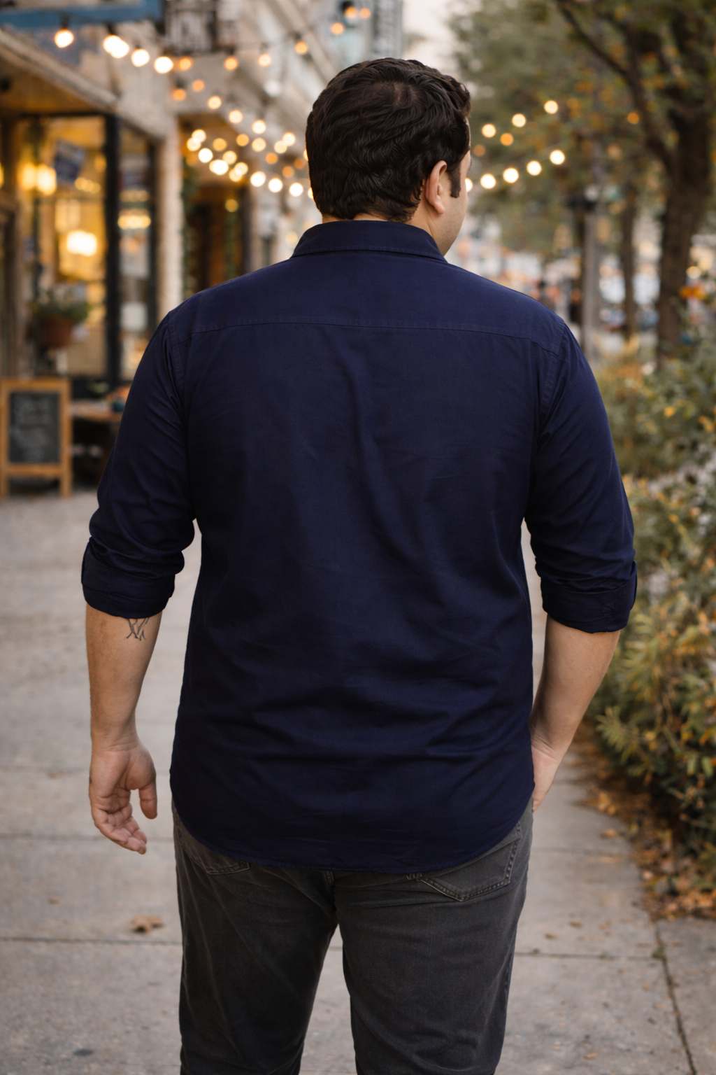 Midnight Stroll Cotton Regular Fit Blue Essential Shirt