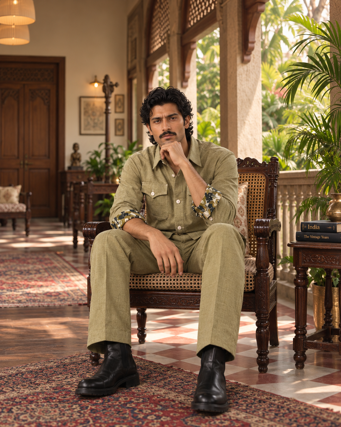 Safari Utility Olive Green Cotton Co-ordinated Outfits for Men