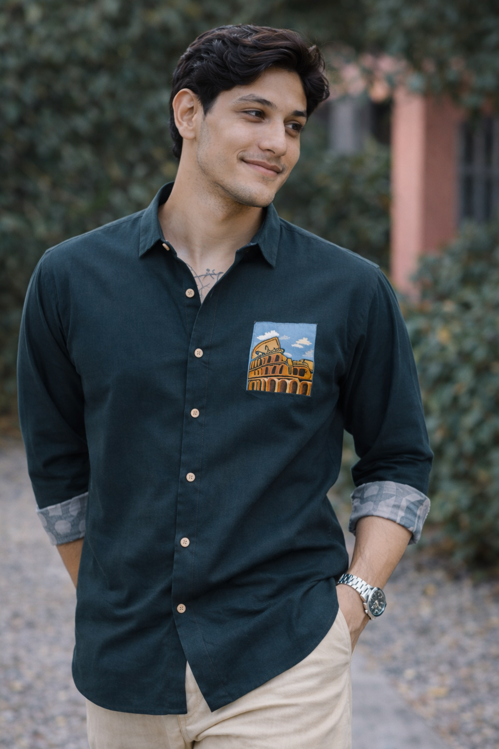 Roman Colosseum Vista Embroidered Shirt