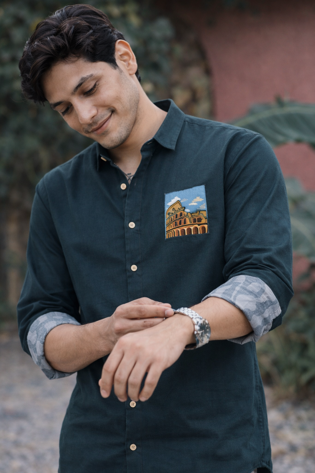 Roman Colosseum Vista Embroidered Shirt