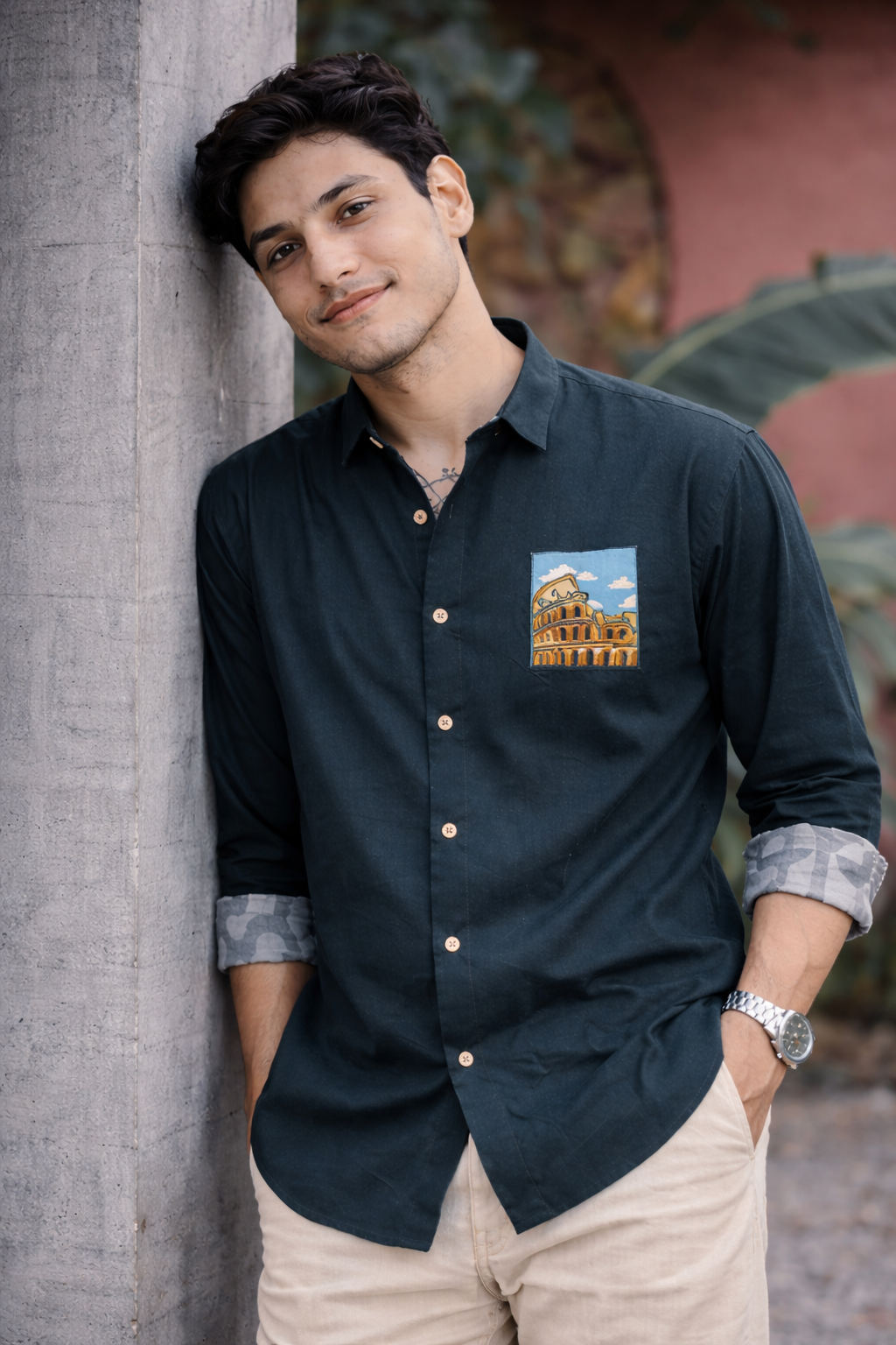 Roman Colosseum Vista Embroidered Shirt