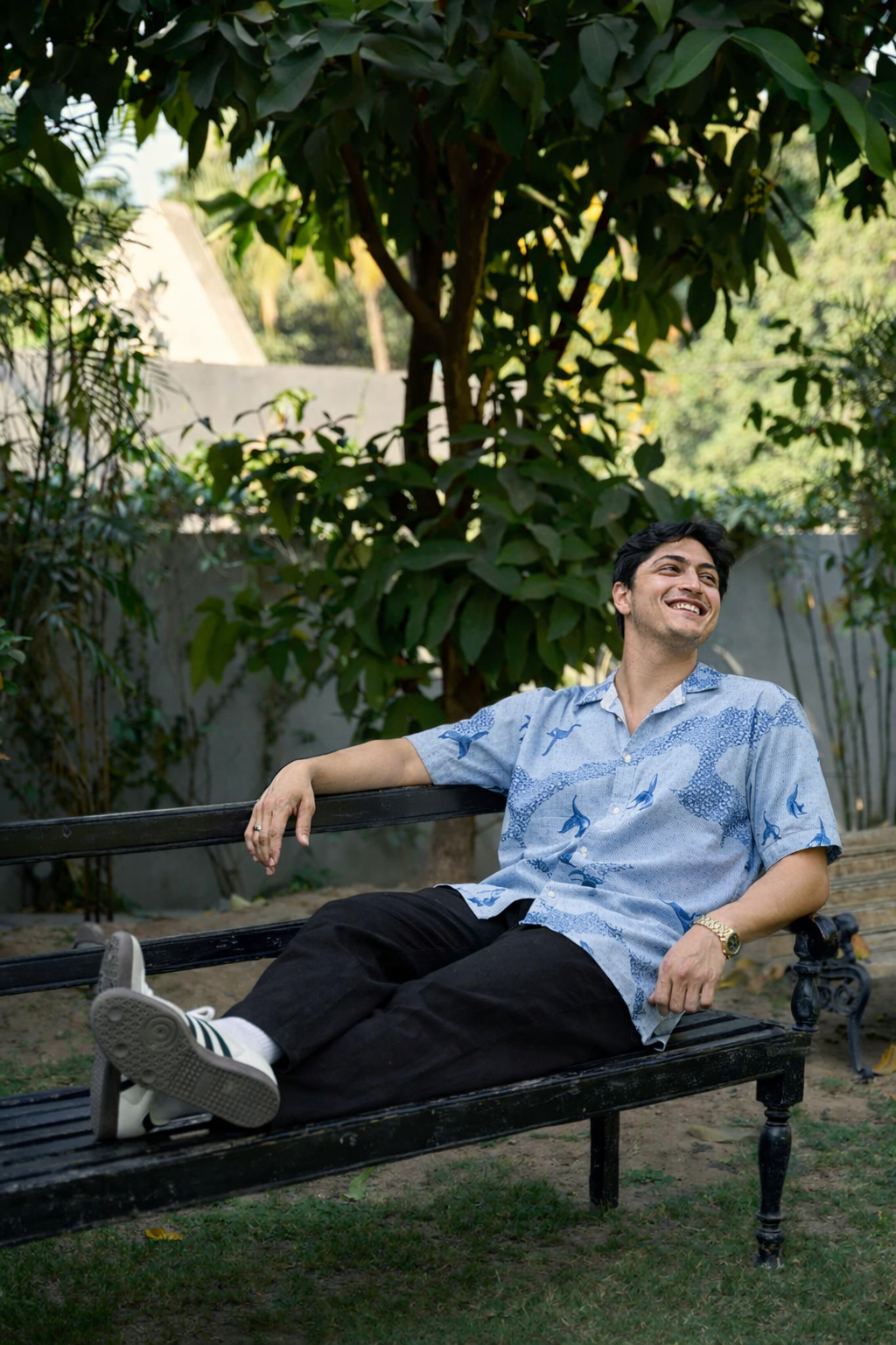 Blue Tide Marine Life Printed Cuban Collar Shirt