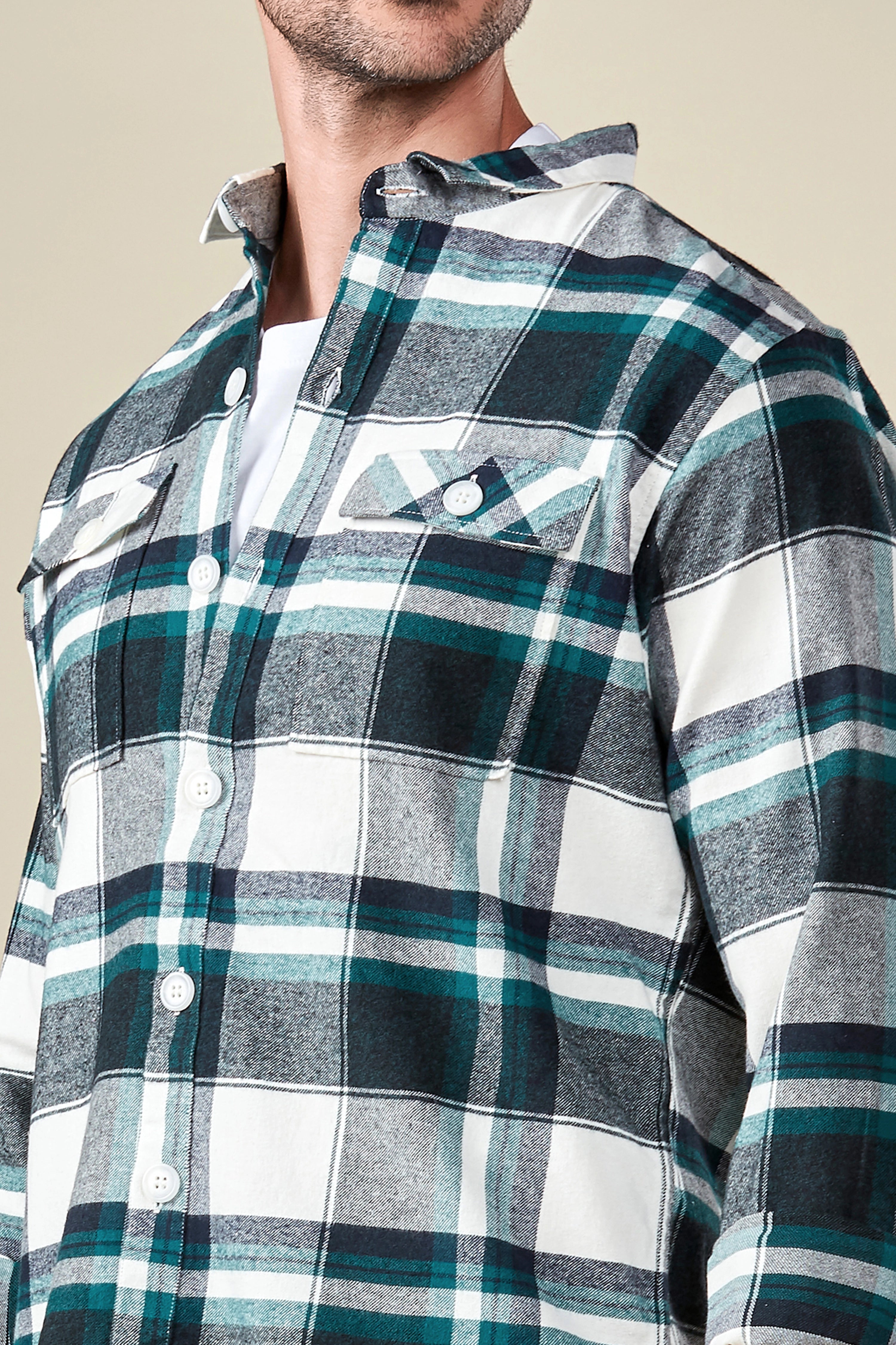 Ocean Teal Flannel Checkered Shirt