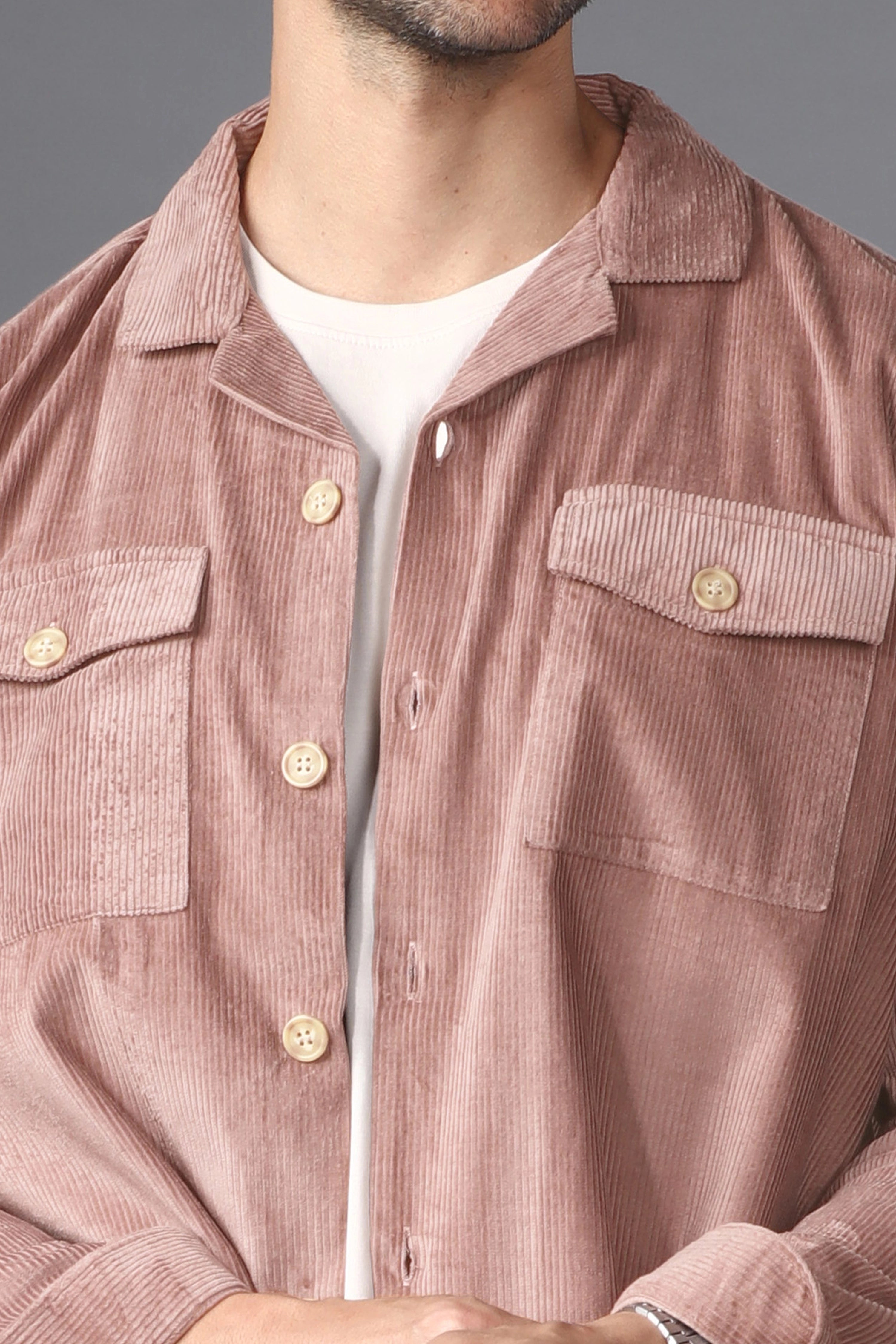 Oslo Pink Corduroy Overshirt