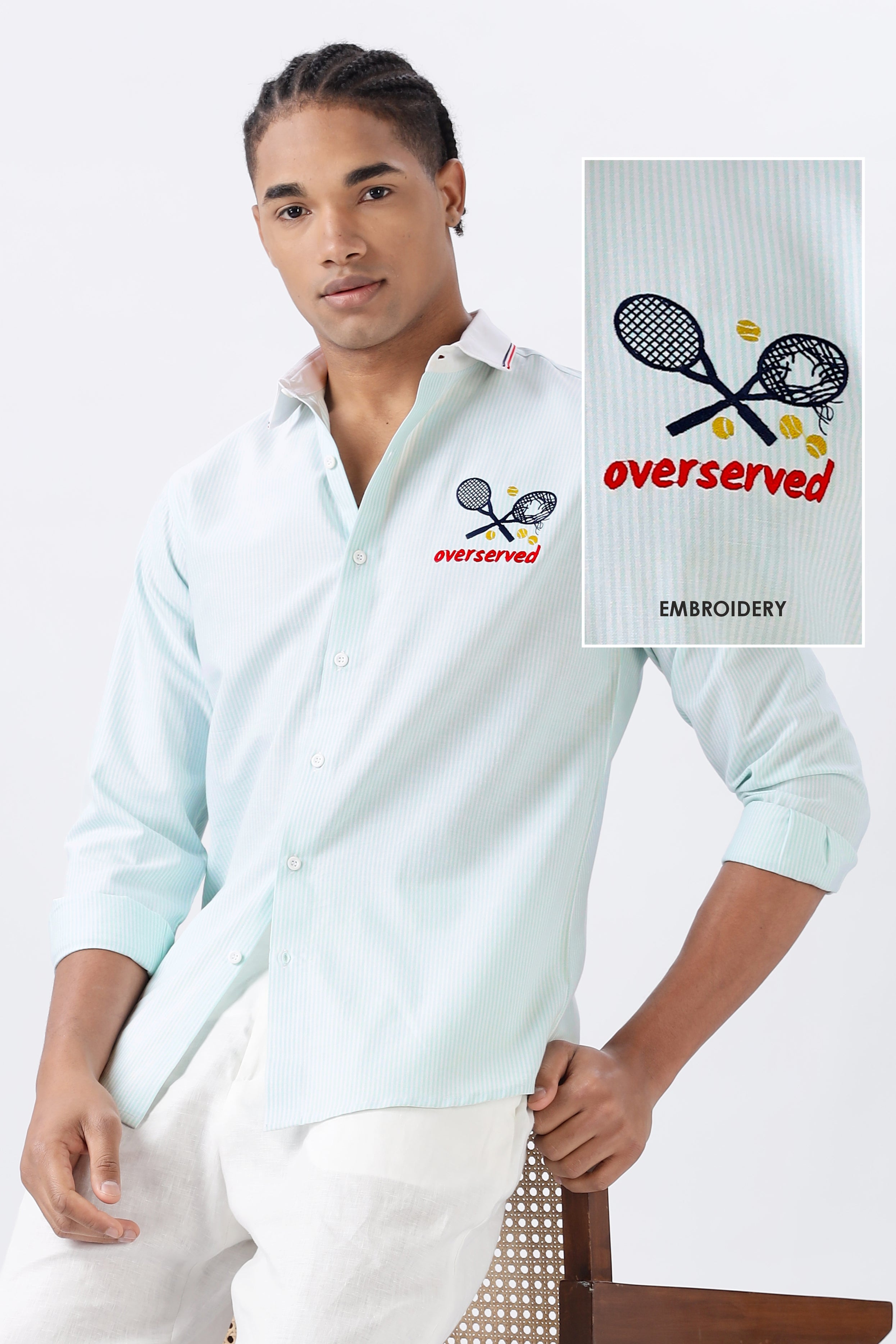 Lemon Green Nouveau Riche Stripes 100% Cotton Shirt