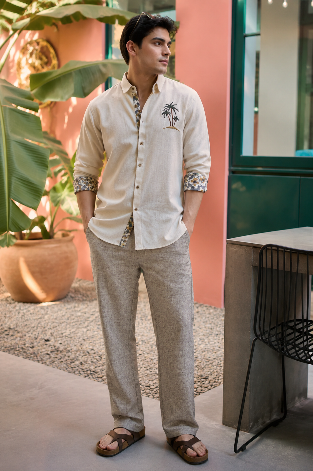 Beige & Brown 100% Cotton Co-ordinated Outfits for Men