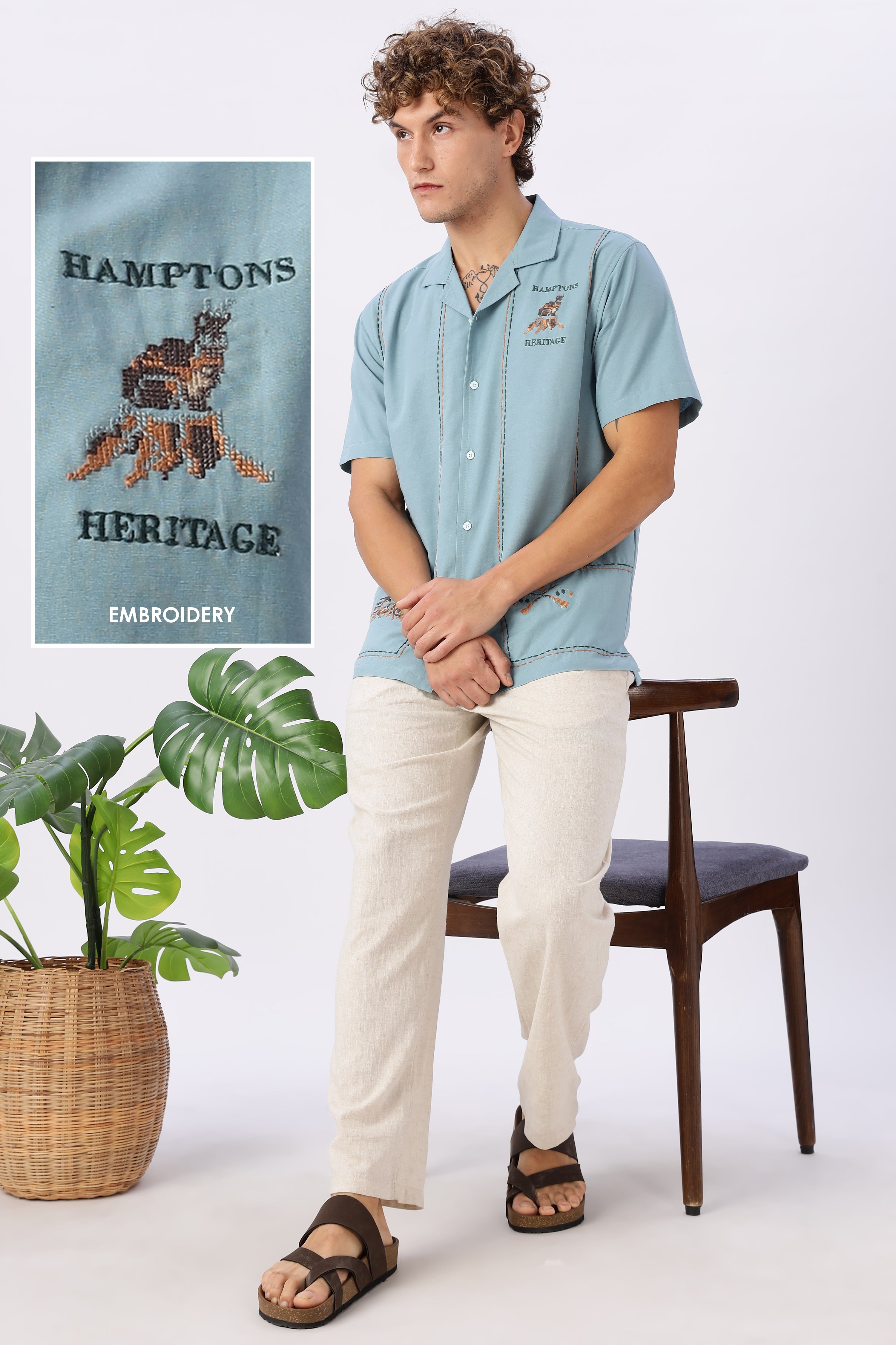 Heritage Coast Embroidered Cuban Collar Shirt